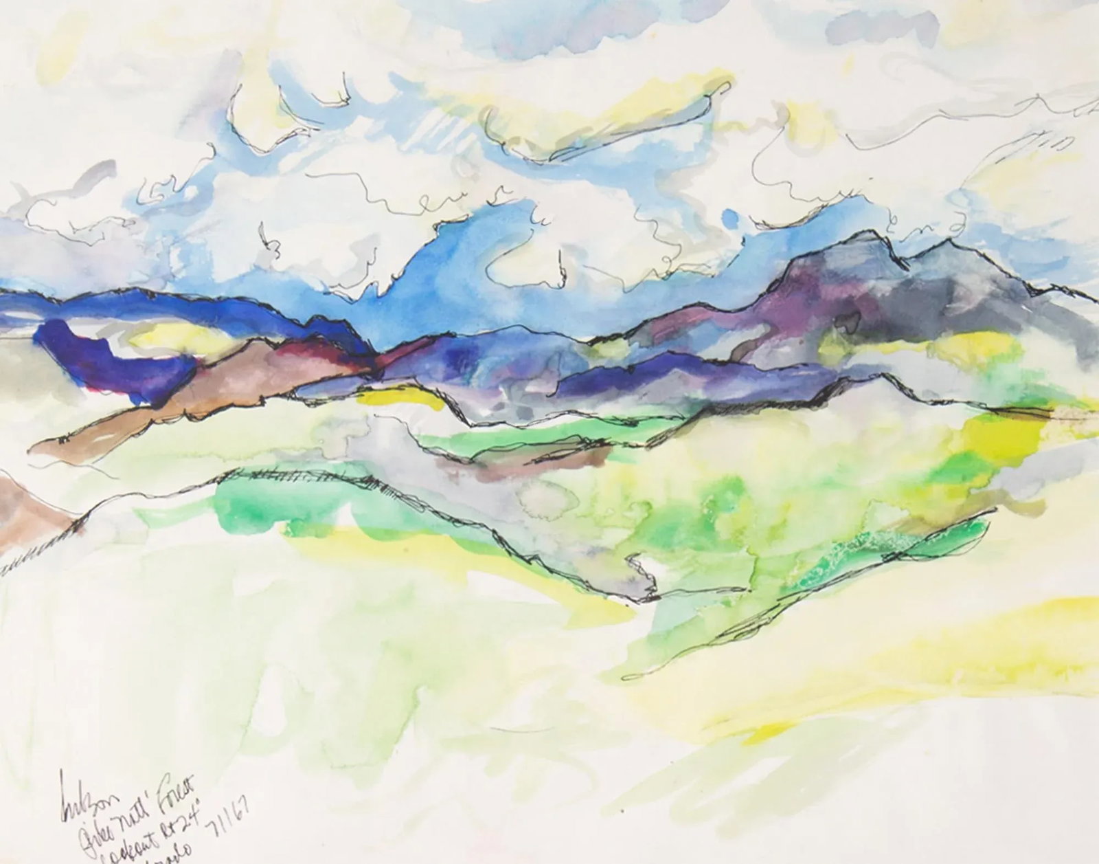 1967 Watercolor and Ink Painting of Pike National Forest by Harry Hilson - 2