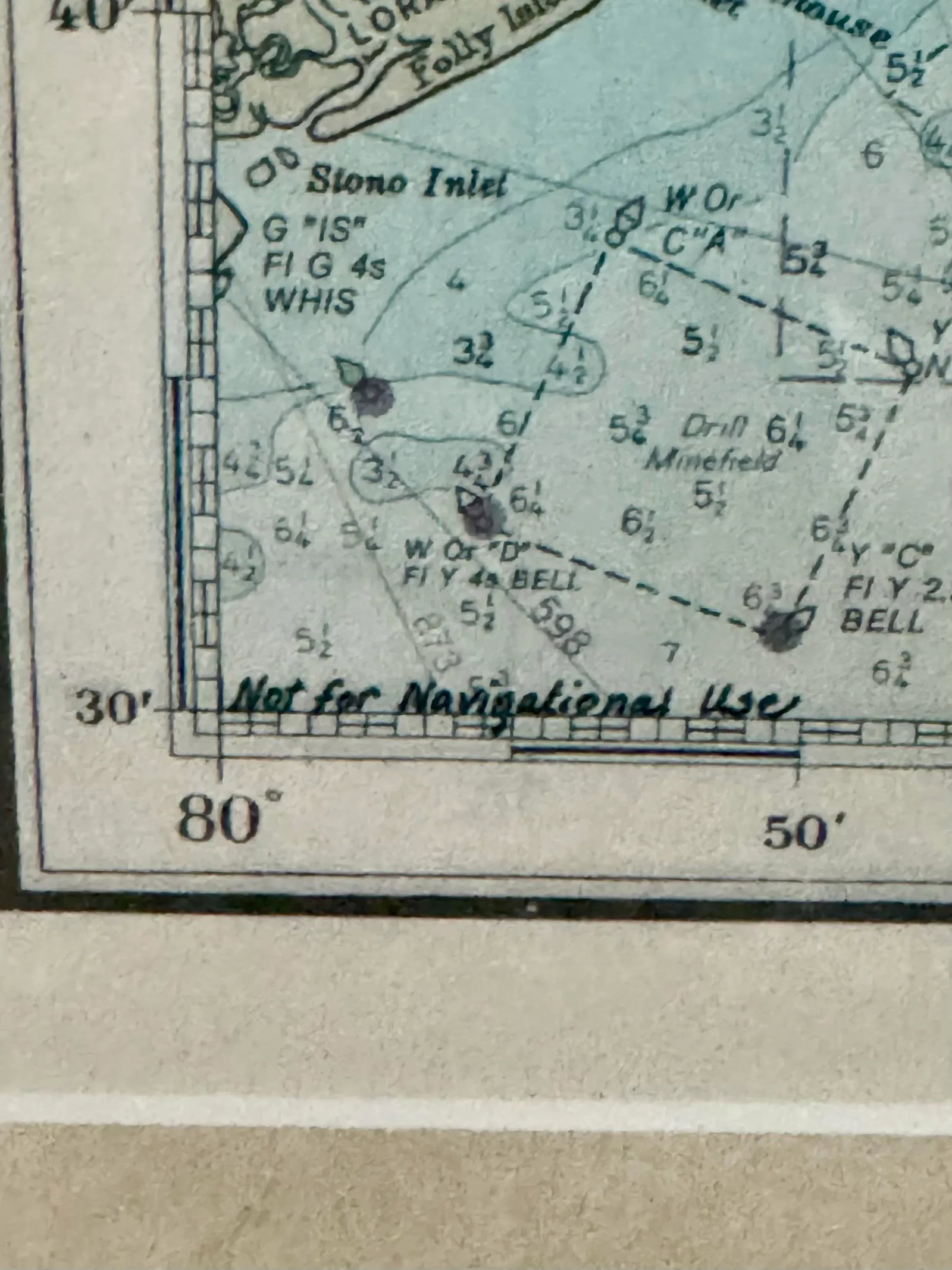 Long Bay Lighthouse Watercoor Painting Over Long Bay Nautical Chart - By Lila Miller - 5