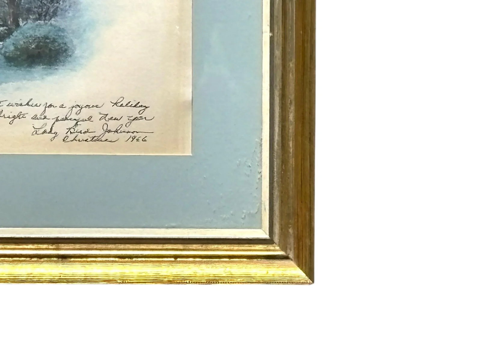 1966 Lyndon B. & Lady Bird Johnson Signed Original White House at Christmas Framed Painting - 6