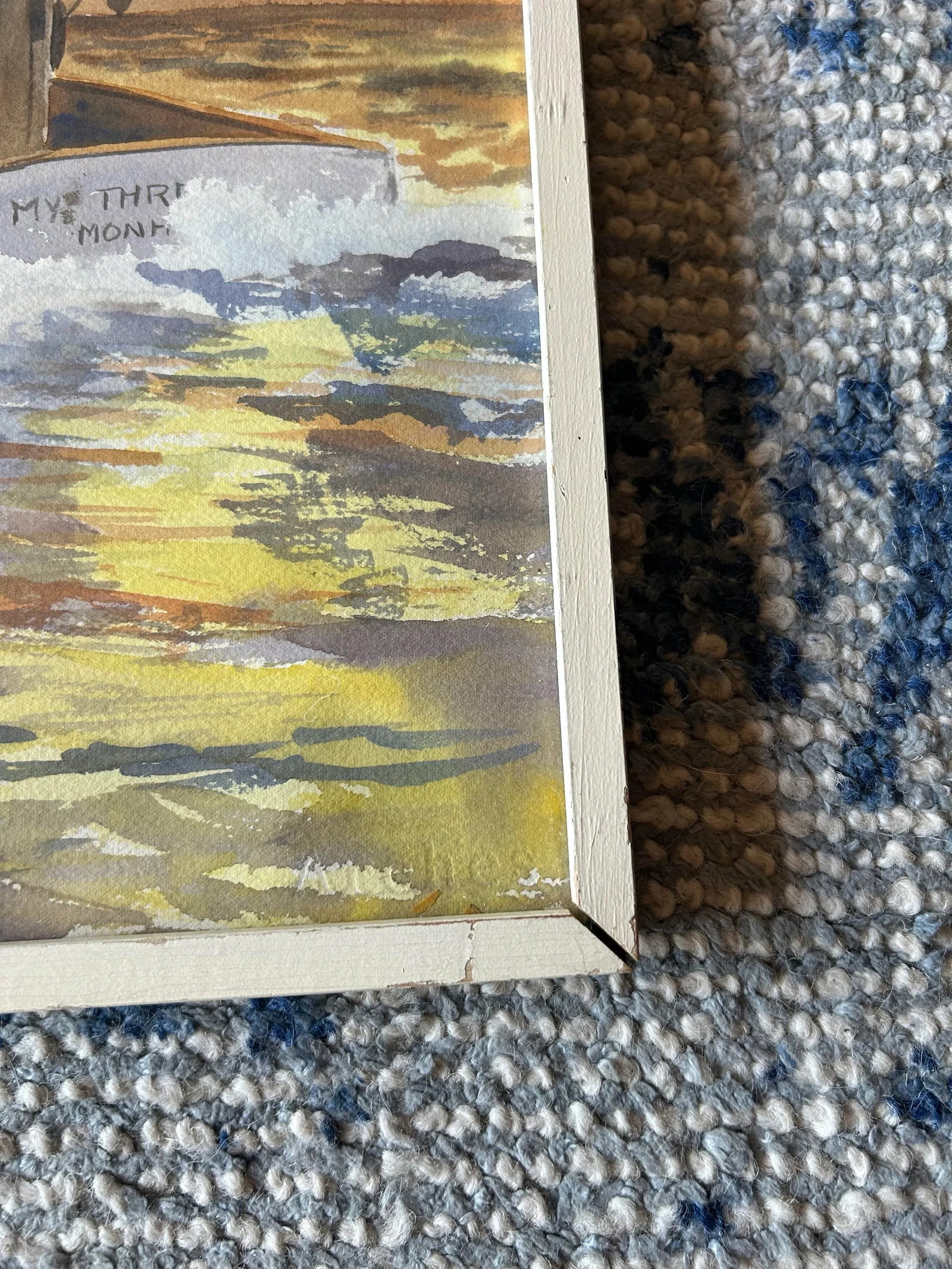 1970s Original Sailing Fishing at Sunset Watercolor Signed by Geo F Johnson, Framed - 5