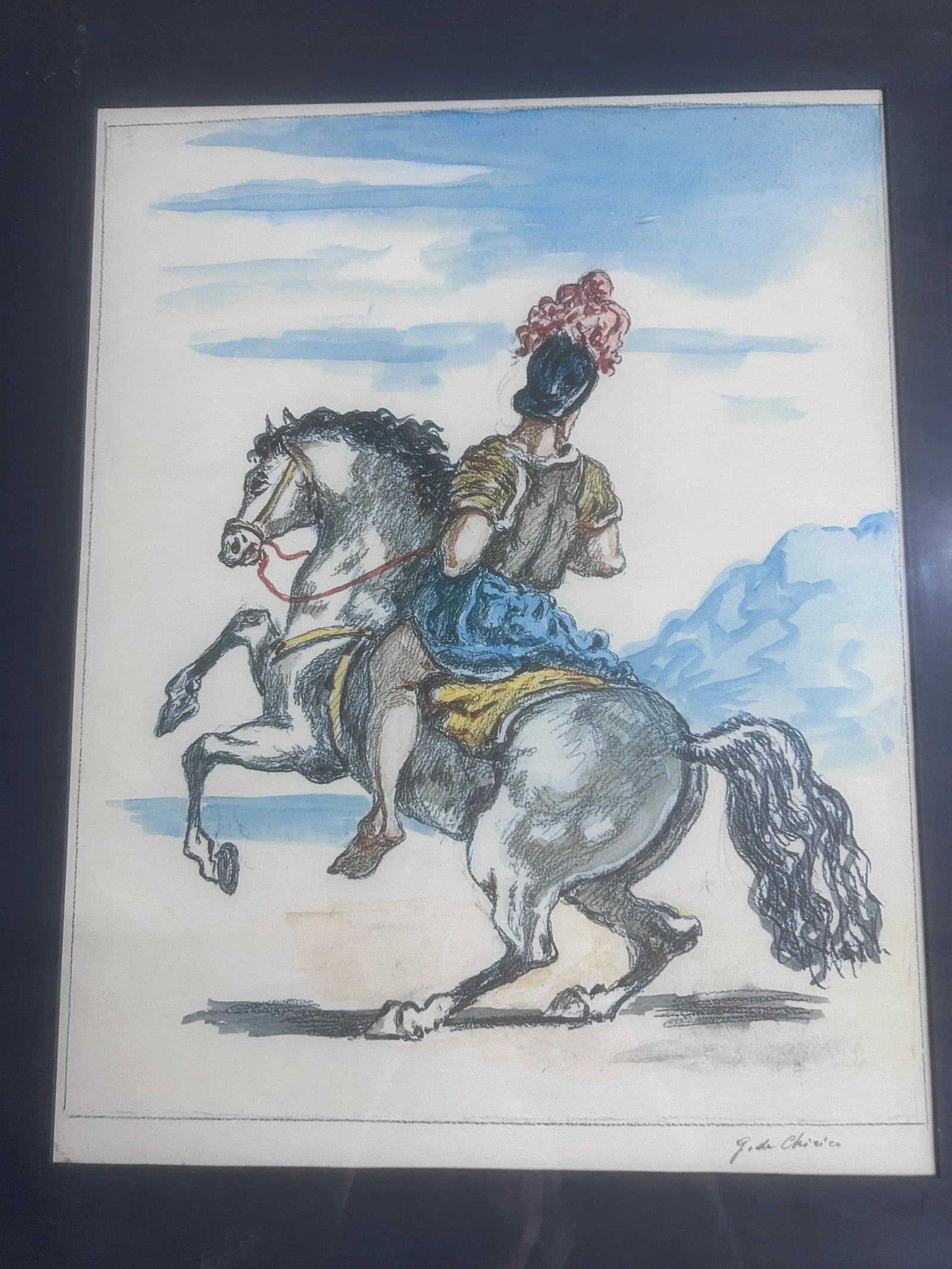 Vintage Giorgio De Chirico Giorgio De Chirico (1888-1978) - Il Cavaliere Solitario - Color Lithograp - 2