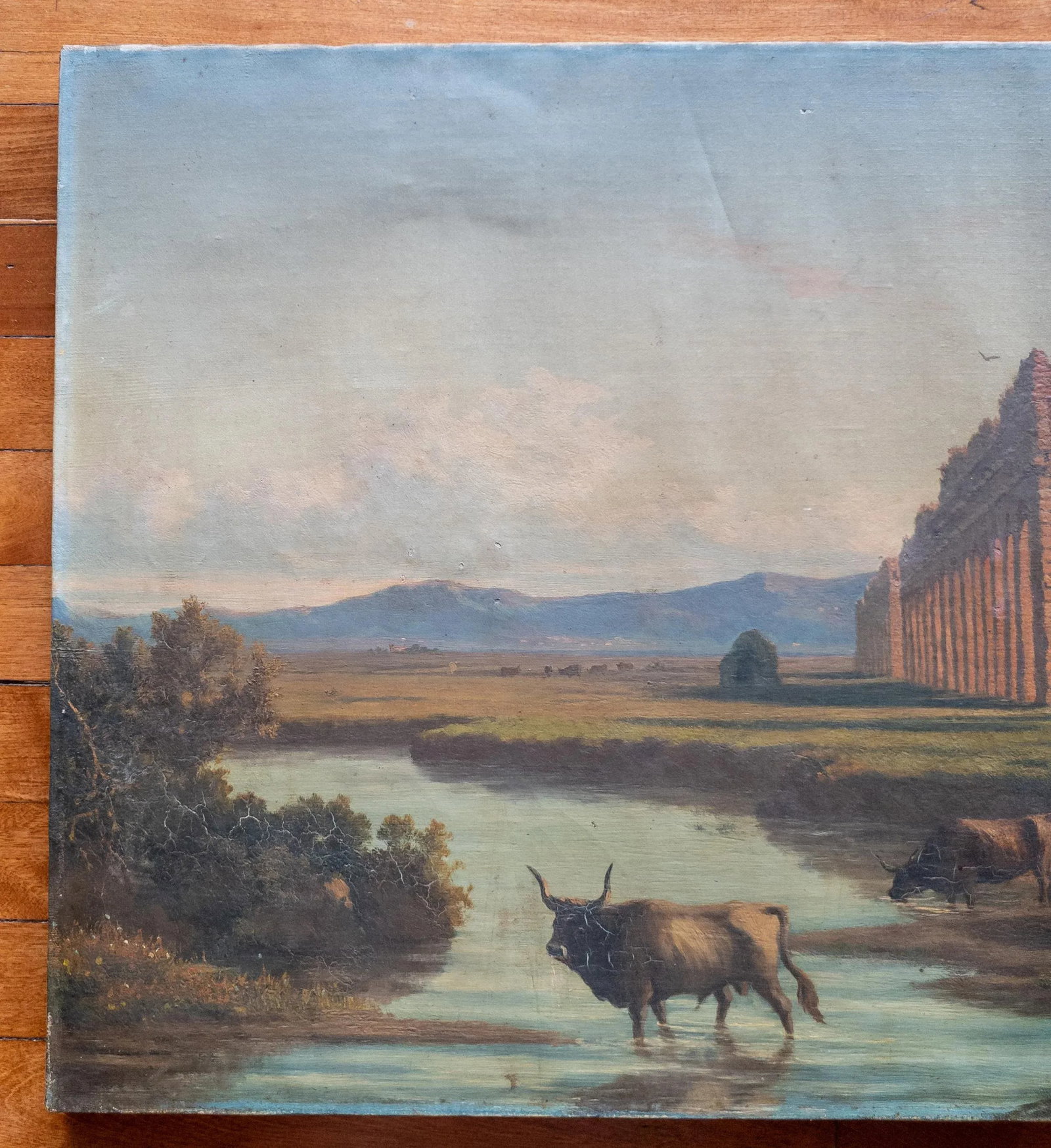 19th Century Italian Landscape Painting of Roman Aqueduct Ruins After Corrodi - 2