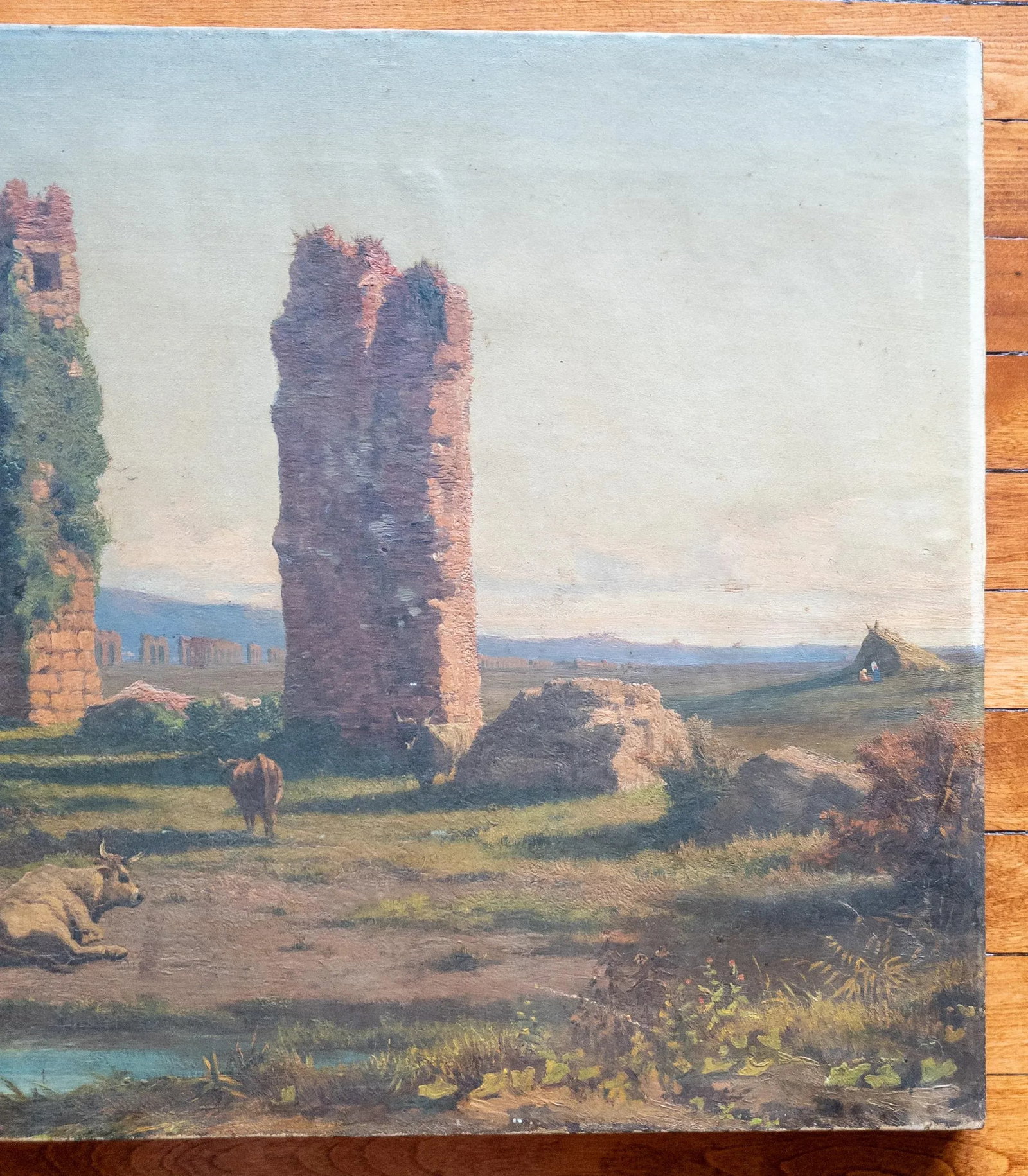 19th Century Italian Landscape Painting of Roman Aqueduct Ruins After Corrodi - 4