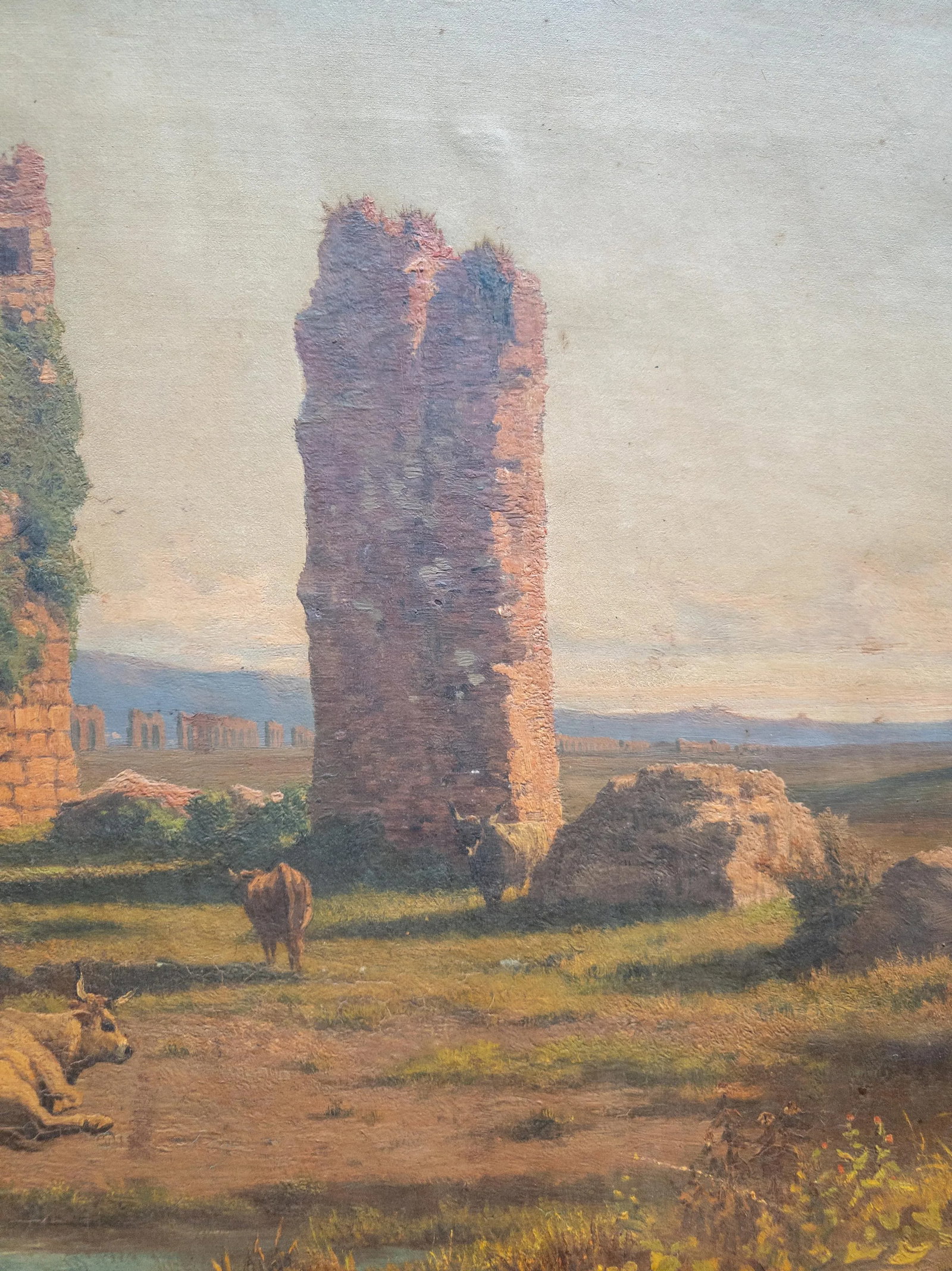 19th Century Italian Landscape Painting of Roman Aqueduct Ruins After Corrodi - 6