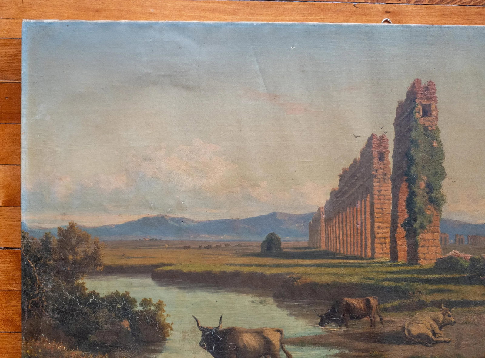 19th Century Italian Landscape Painting of Roman Aqueduct Ruins After Corrodi - 9
