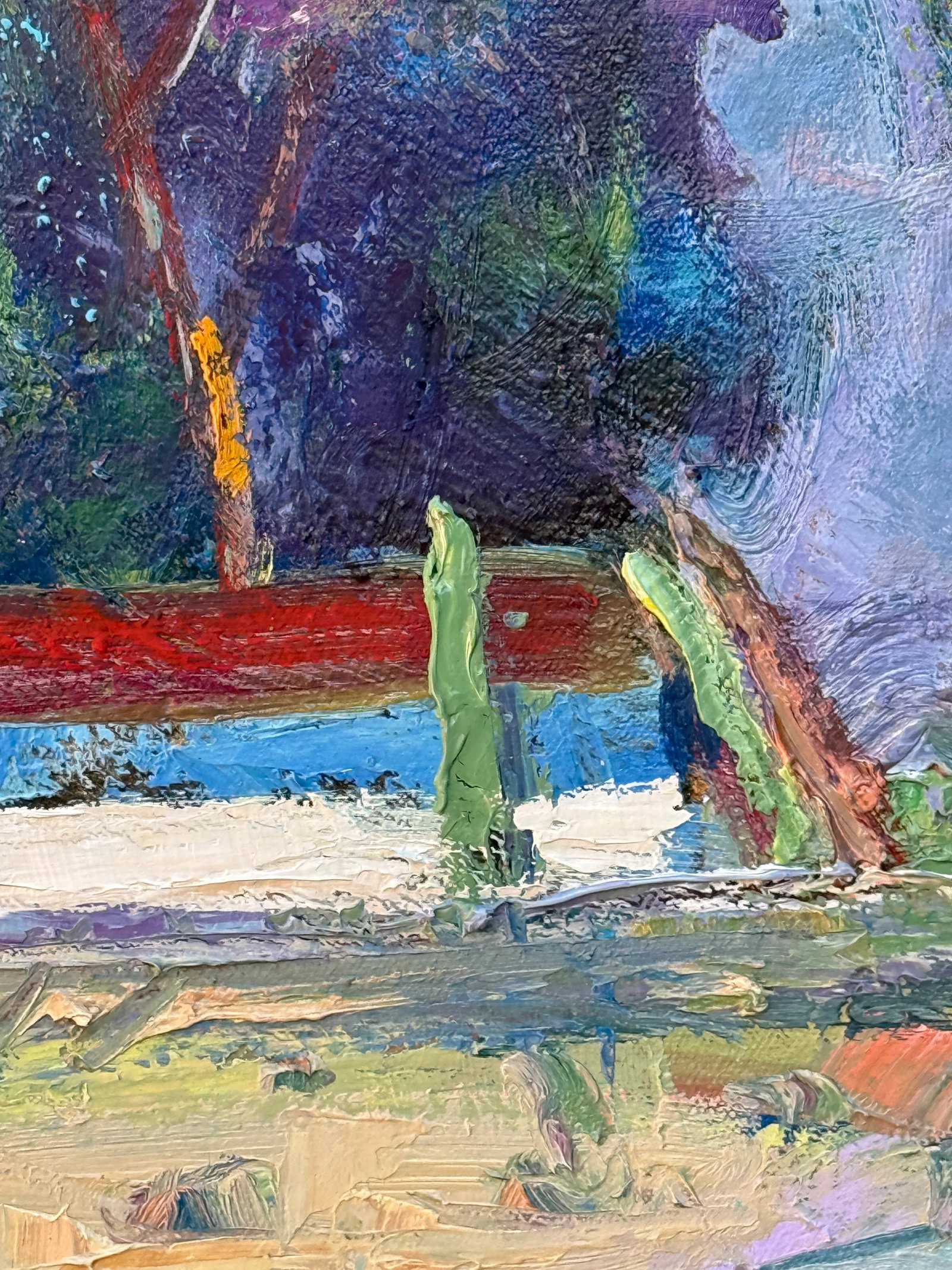 Landscape Original Oil on Canvas Berkeley Shorebird Park 32x36" - 2