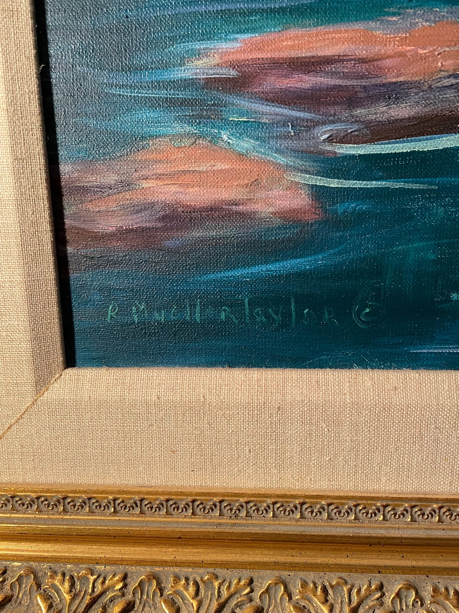 Ruth Mueller Taylor Large Original Oil on Canvas Titled Spillway. - 7