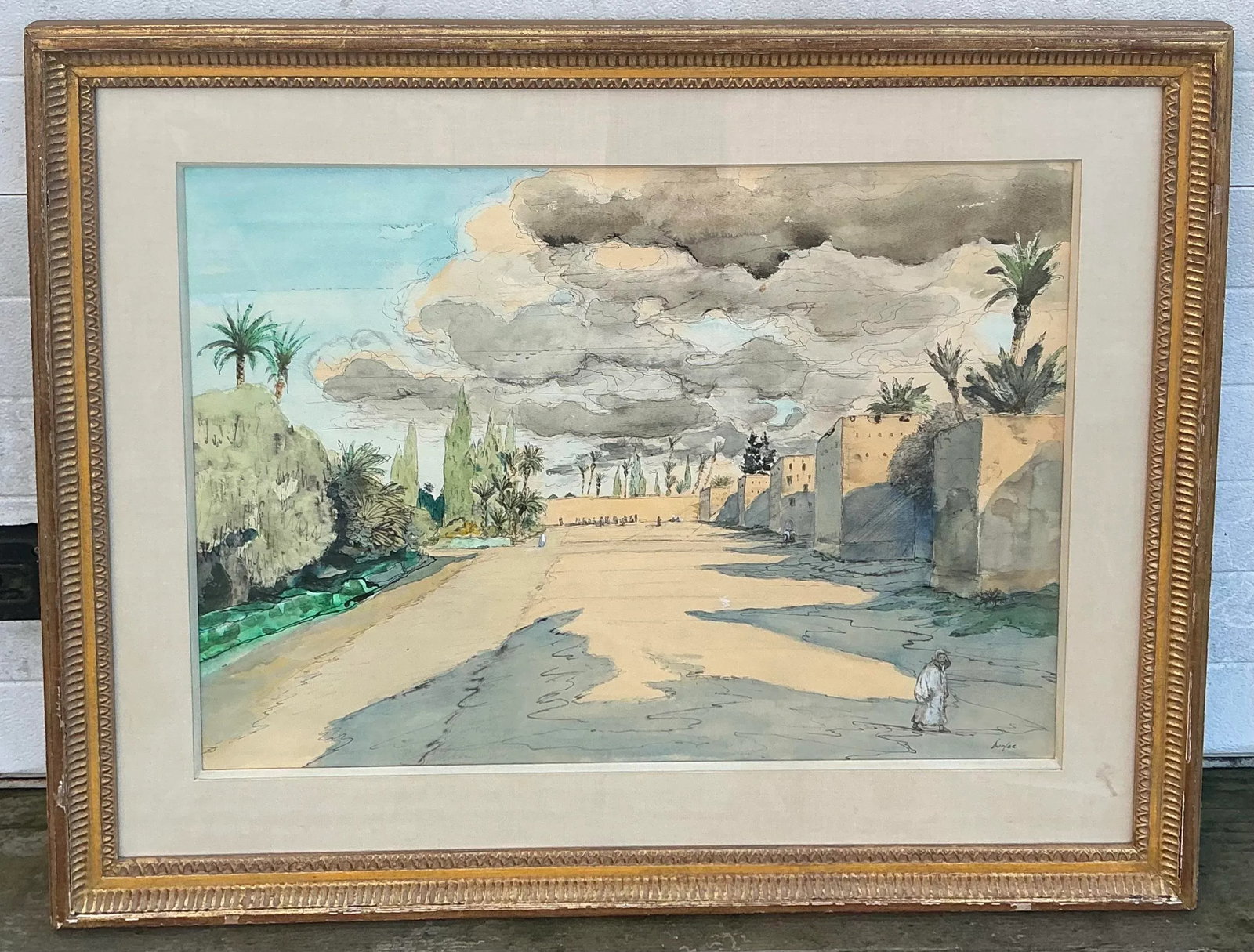 "Moroccan Landscape" Large Original Watercolor by Hazard Dupree - 2