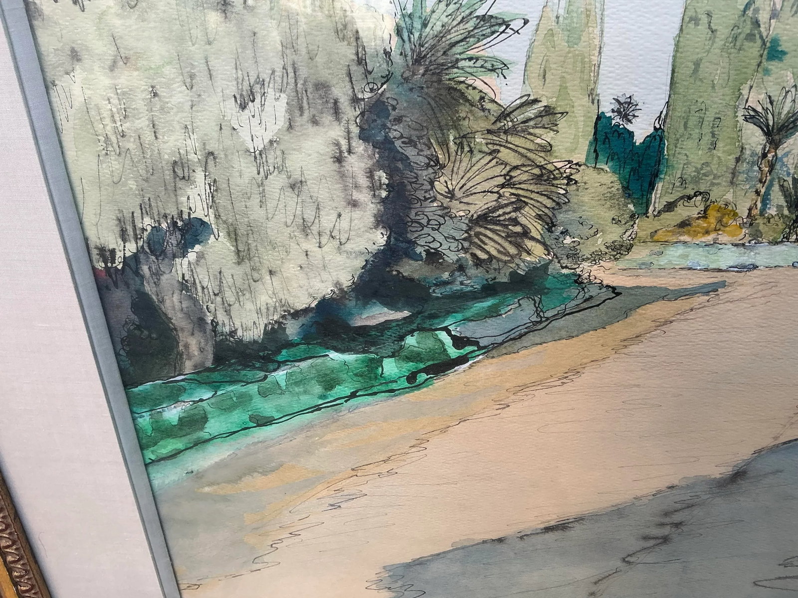 "Moroccan Landscape" Large Original Watercolor by Hazard Dupree - 7
