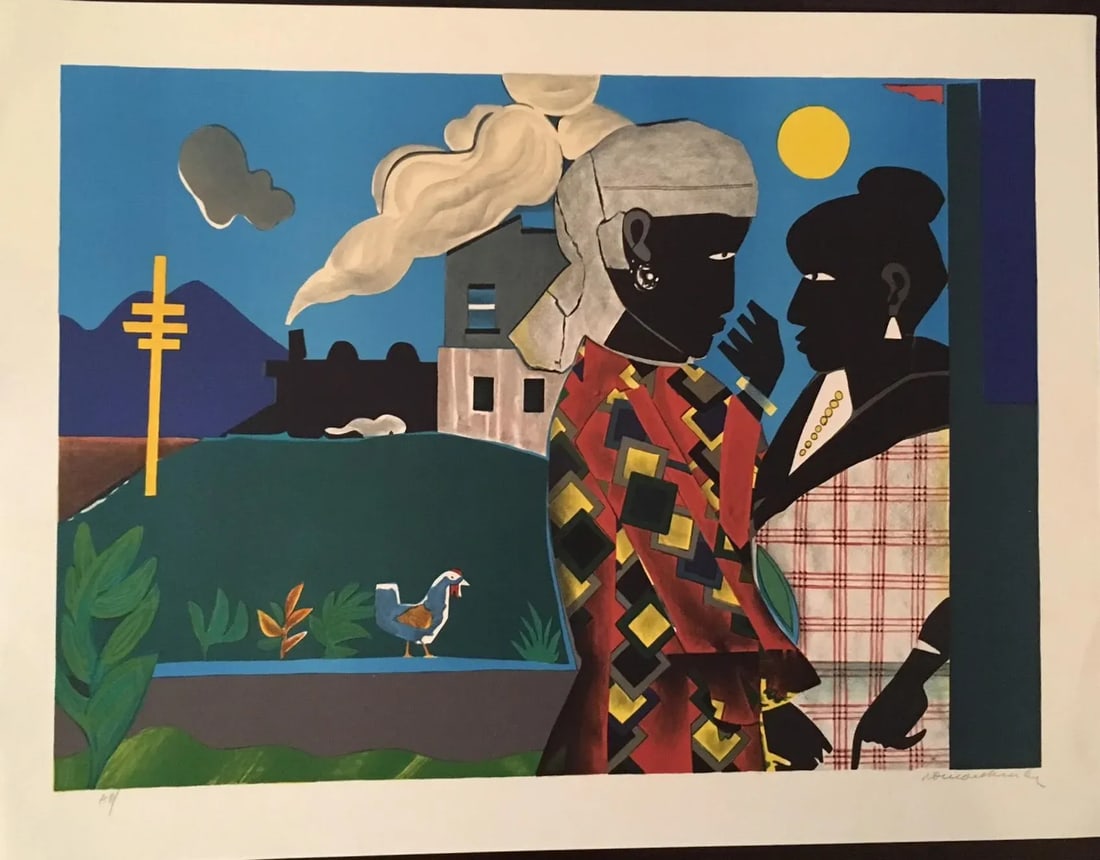 Romare Bearden, Artist - "The Conversation" Lithograph - 1979 - 7