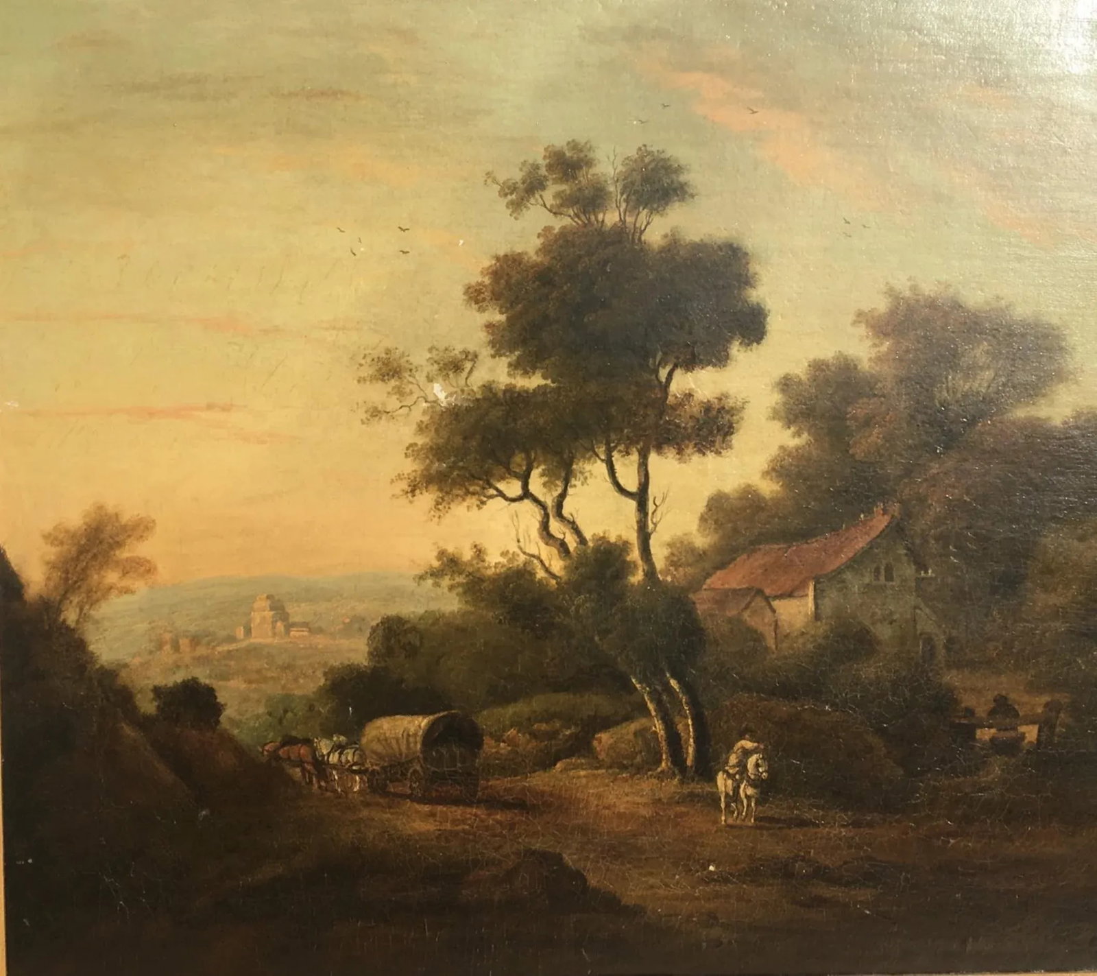 18th Century Old Master Style Landscape Oil Painting by Julius Caesar Ibbetson, Framed - 2
