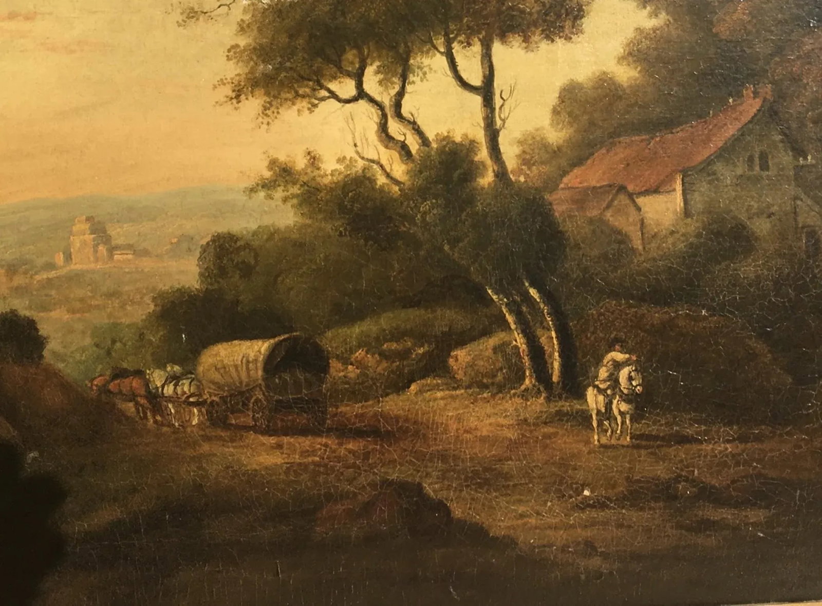18th Century Old Master Style Landscape Oil Painting by Julius Caesar Ibbetson, Framed - 3