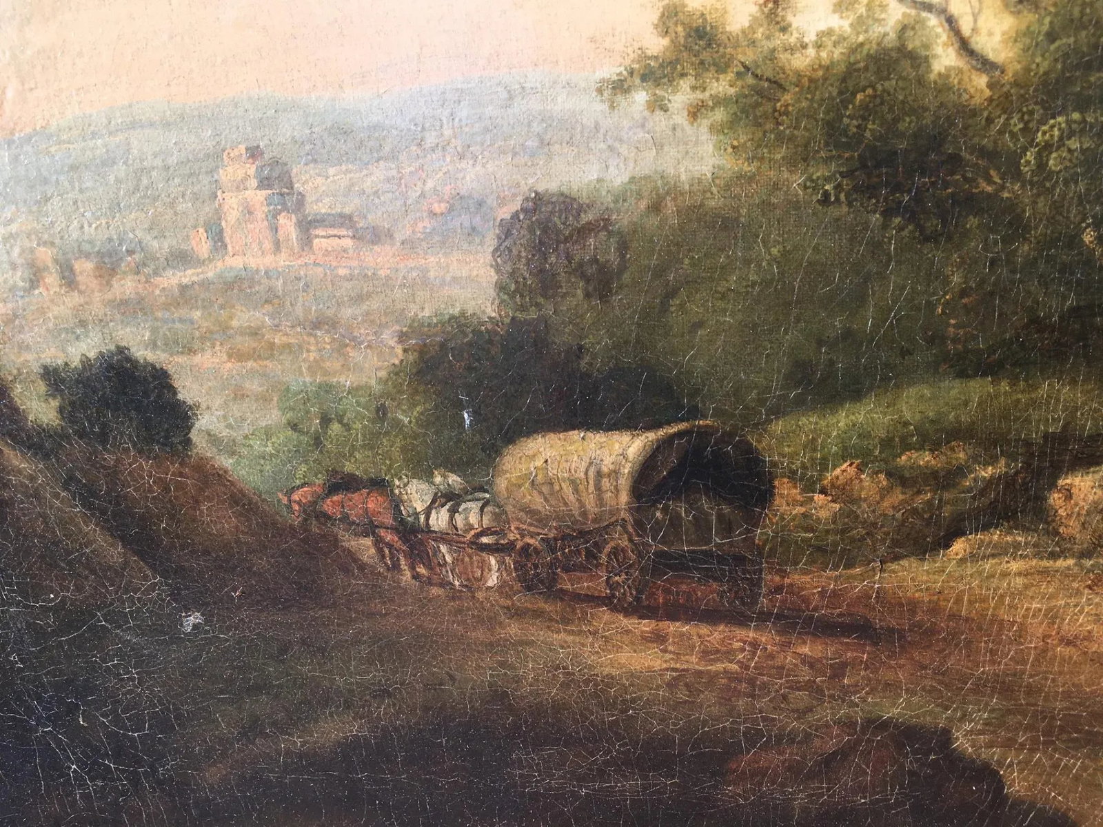 18th Century Old Master Style Landscape Oil Painting by Julius Caesar Ibbetson, Framed - 4