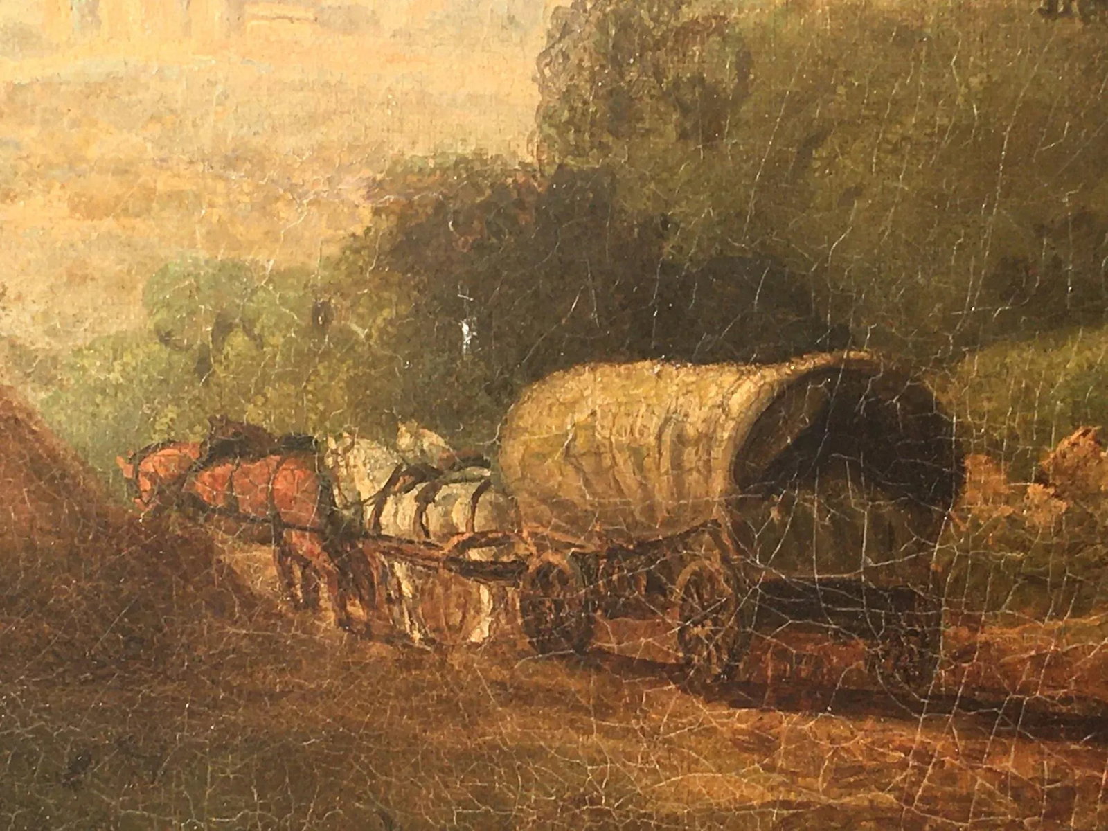 18th Century Old Master Style Landscape Oil Painting by Julius Caesar Ibbetson, Framed - 5