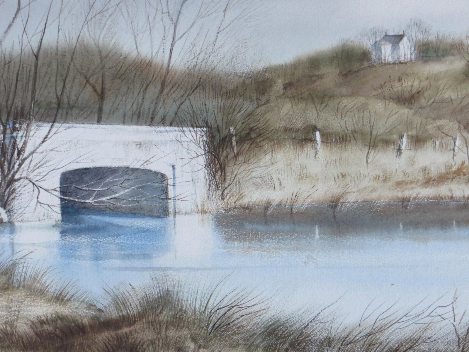 Mid 20th Century "Delaware Landscape" Watercolor Painting by Edward Lynam Grant, Framed - 10