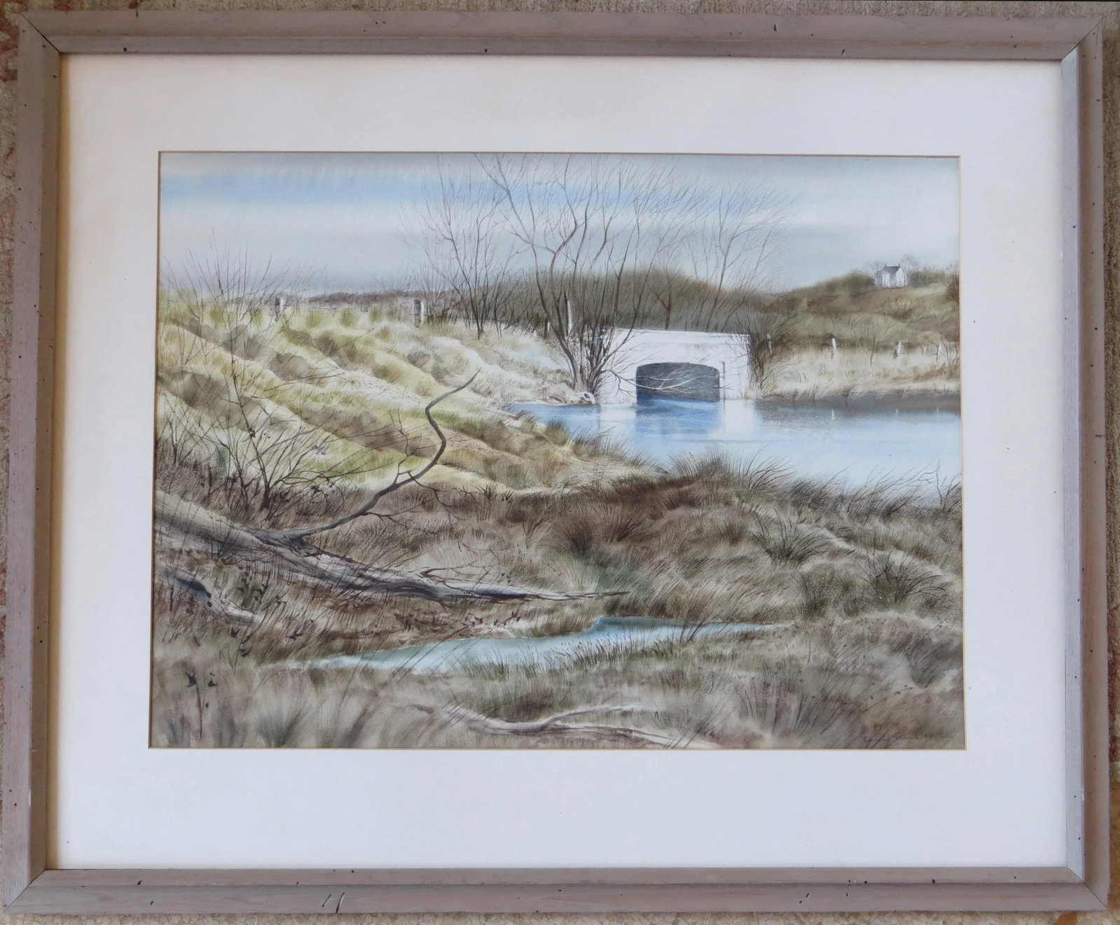 Mid 20th Century "Delaware Landscape" Watercolor Painting by Edward Lynam Grant, Framed - 11