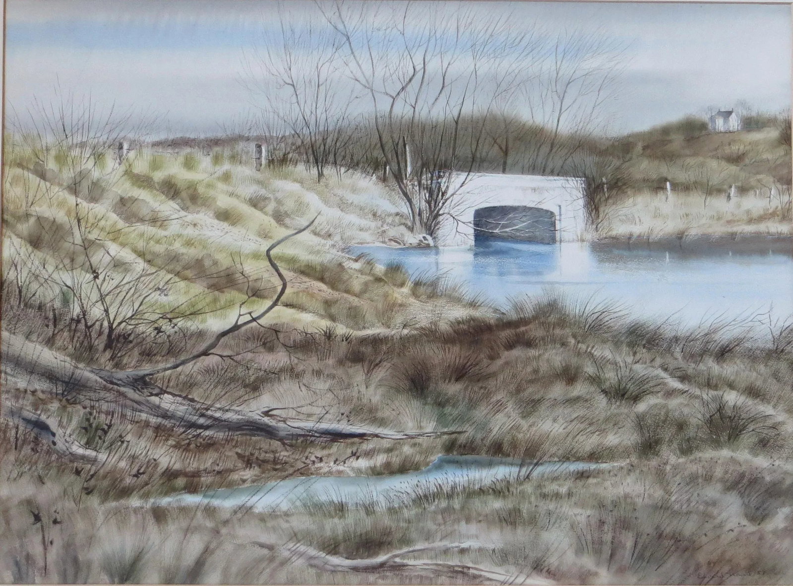 Mid 20th Century "Delaware Landscape" Watercolor Painting by Edward Lynam Grant, Framed - 5