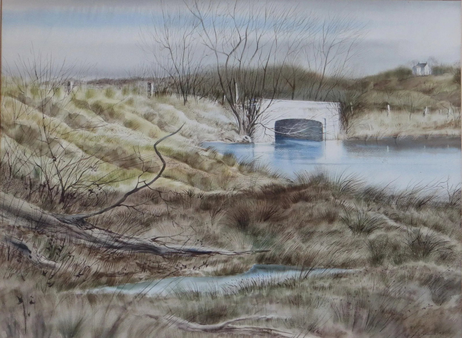 Mid 20th Century "Delaware Landscape" Watercolor Painting by Edward Lynam Grant, Framed - 6