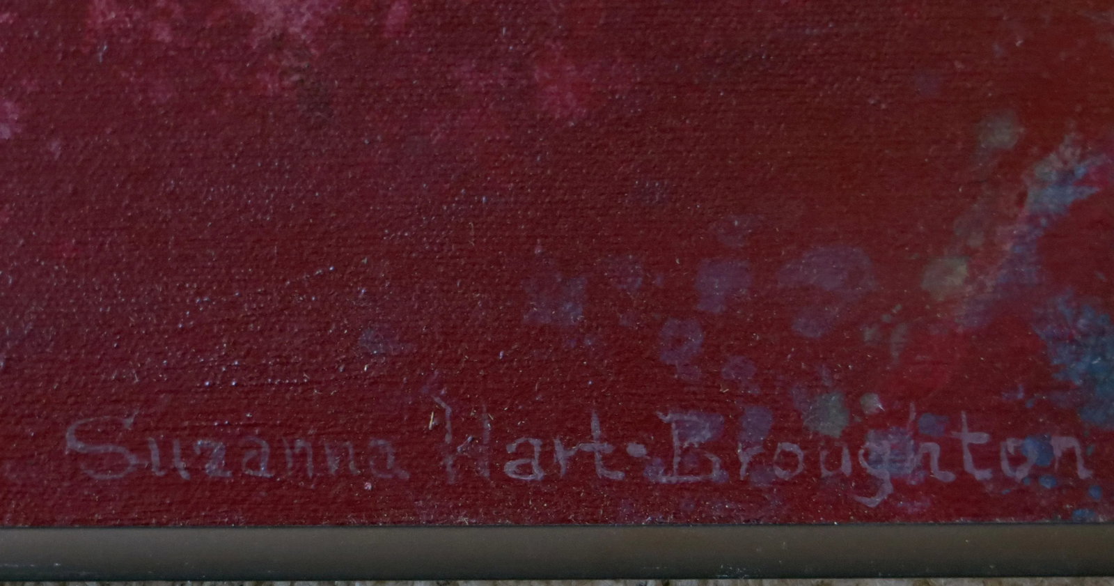 1983 "Crimson Labyrinth" Abstract Mixed-Media Painting by Suzanna Hart-Broughton, Framed - 2