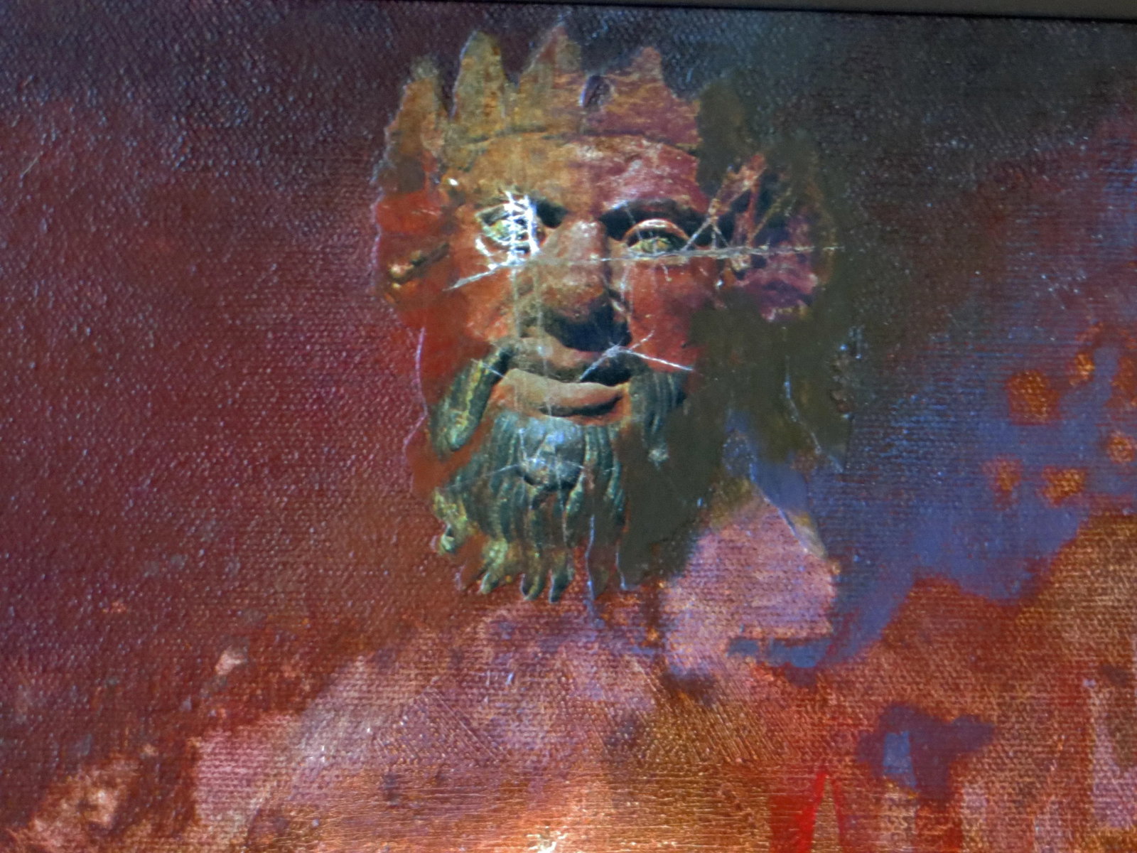 1983 "Crimson Labyrinth" Abstract Mixed-Media Painting by Suzanna Hart-Broughton, Framed - 3