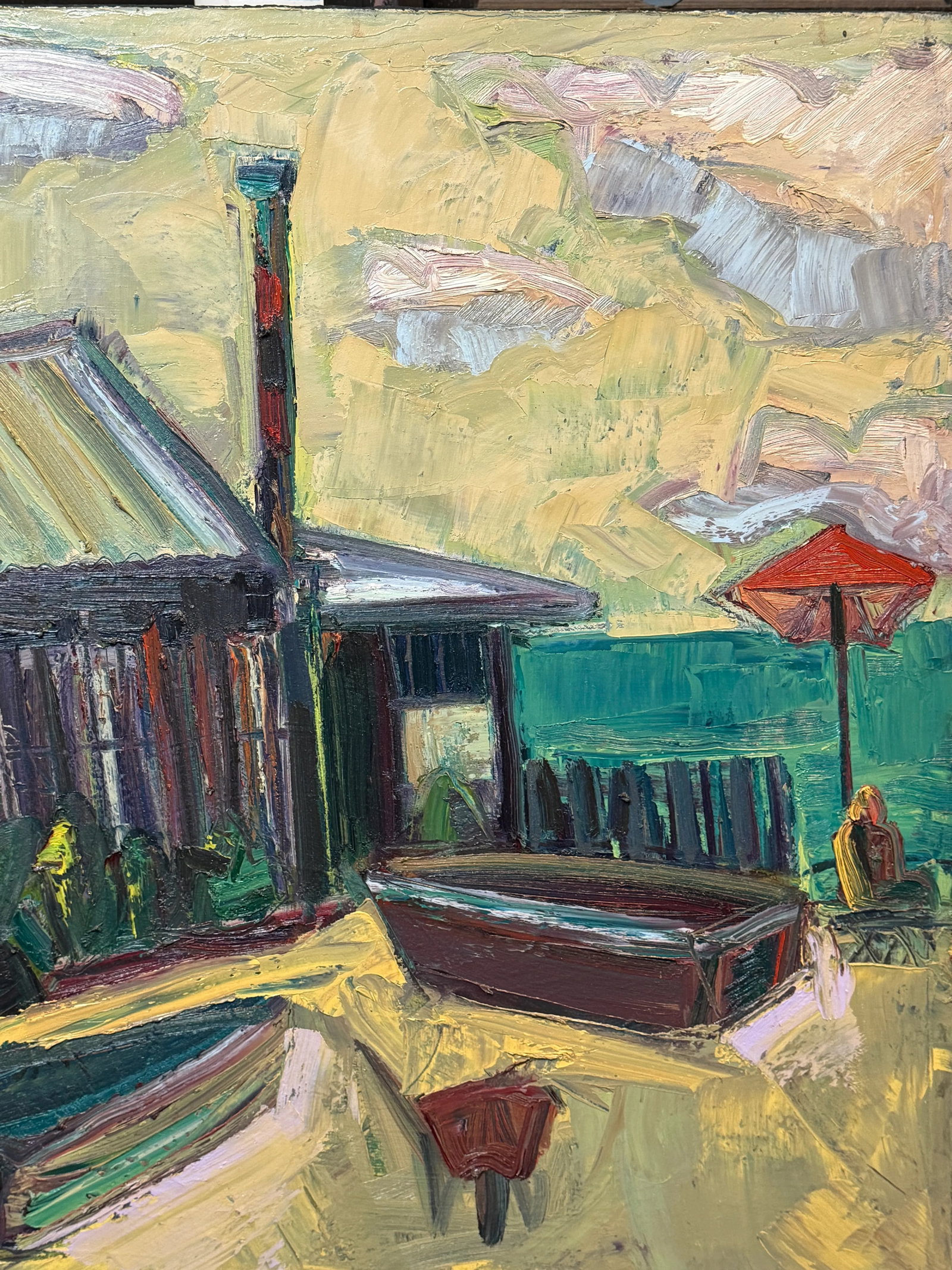 Expressionist California Landscape China Camp Oil Painting Hartman - 2