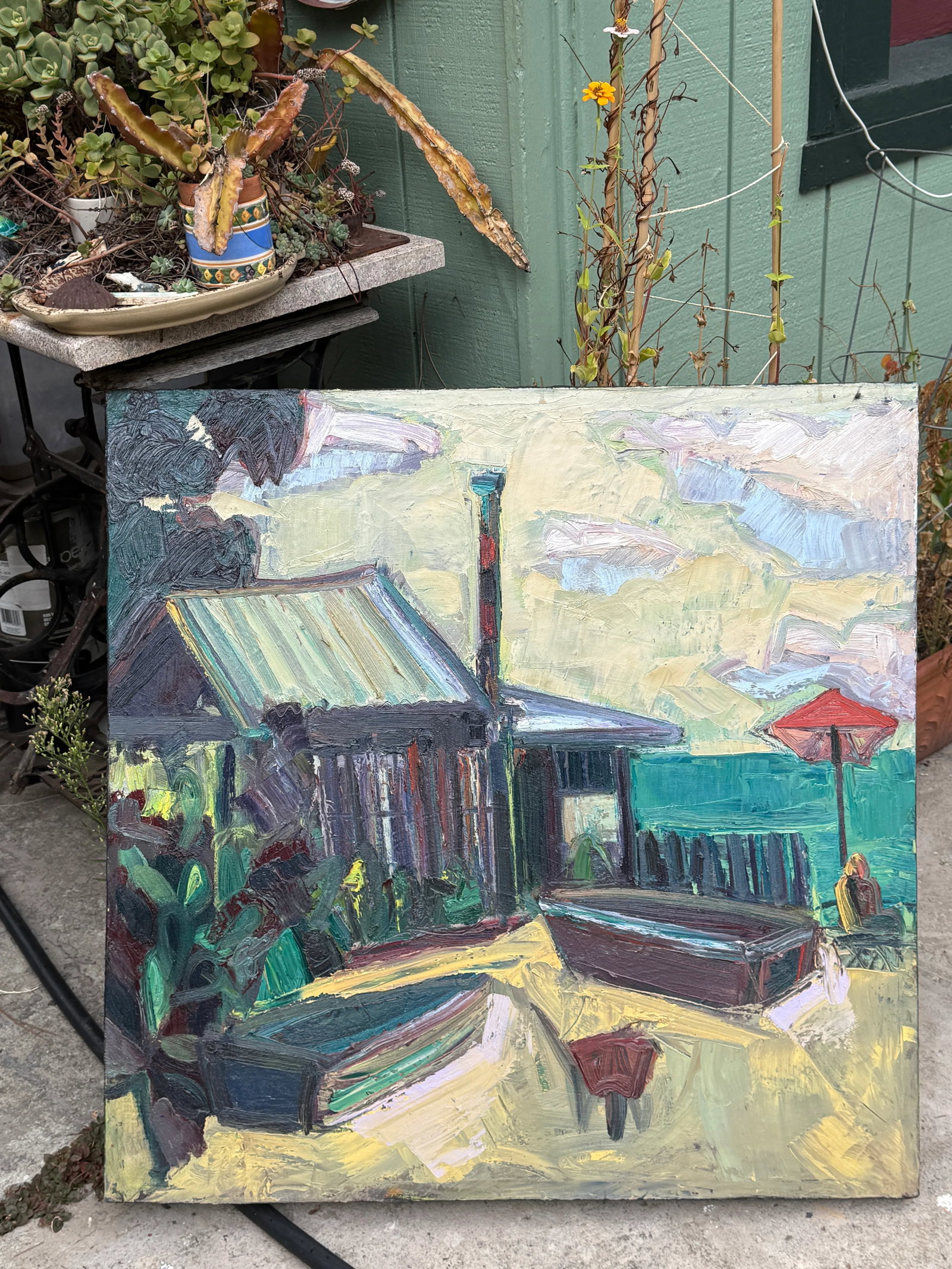 Expressionist California Landscape China Camp Oil Painting Hartman - 3