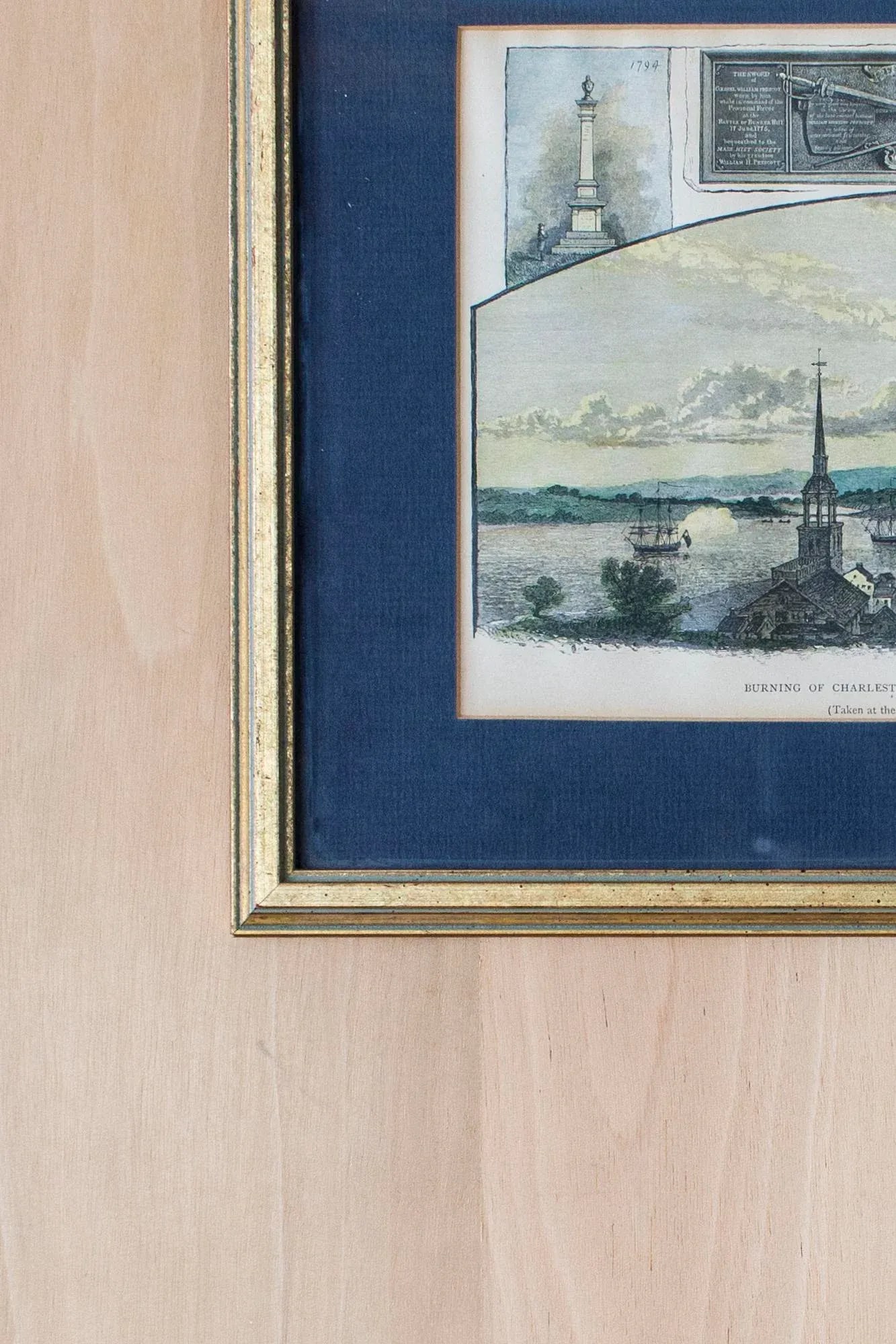 Mid 18th Century "Battle of Bunker Hill" Reproduction Print, Framed - 2