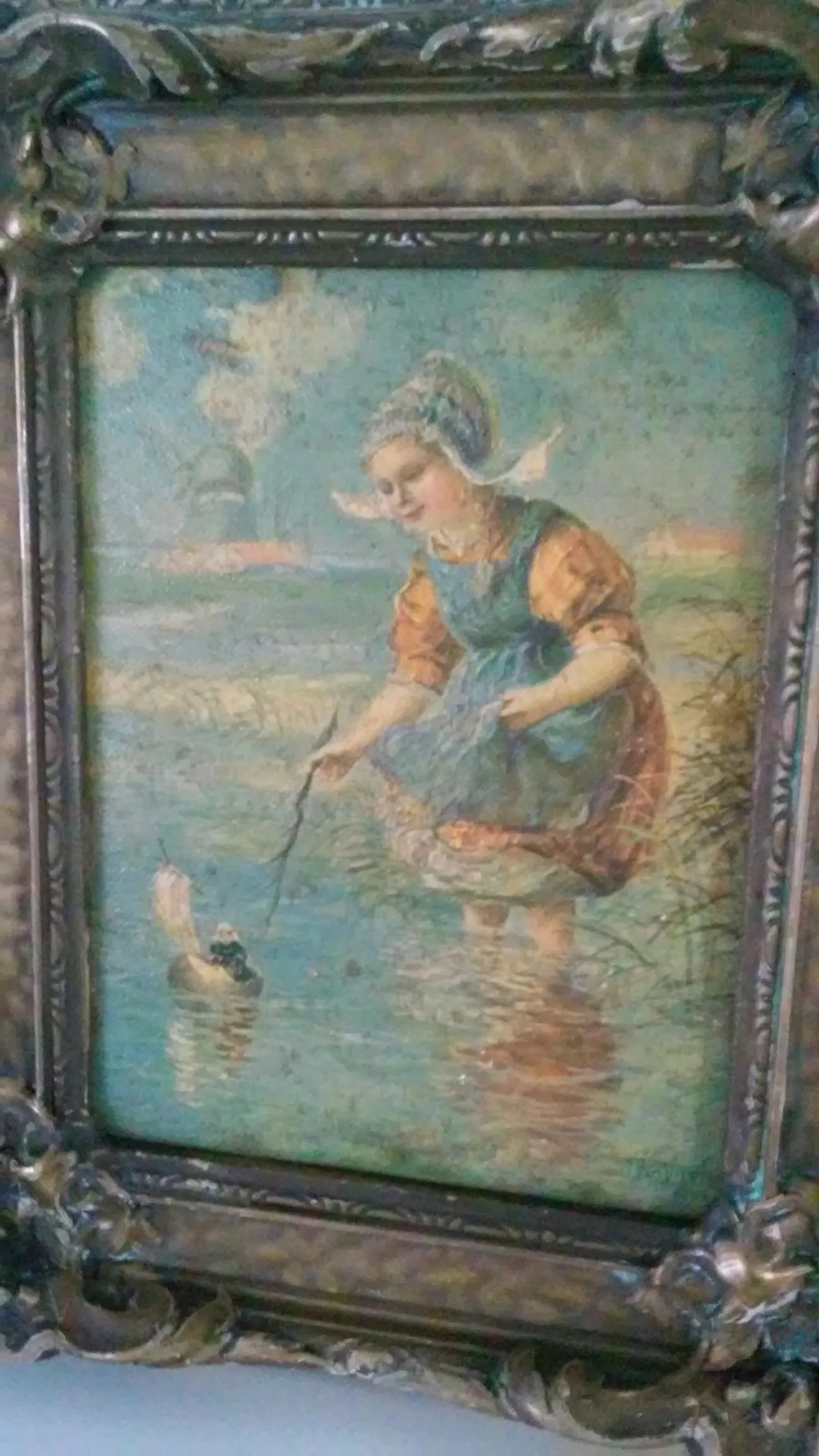 Late 19th Century Dutch Figurative Landscape Oil Painting by Francis William Van Vreeland, Framed - 2