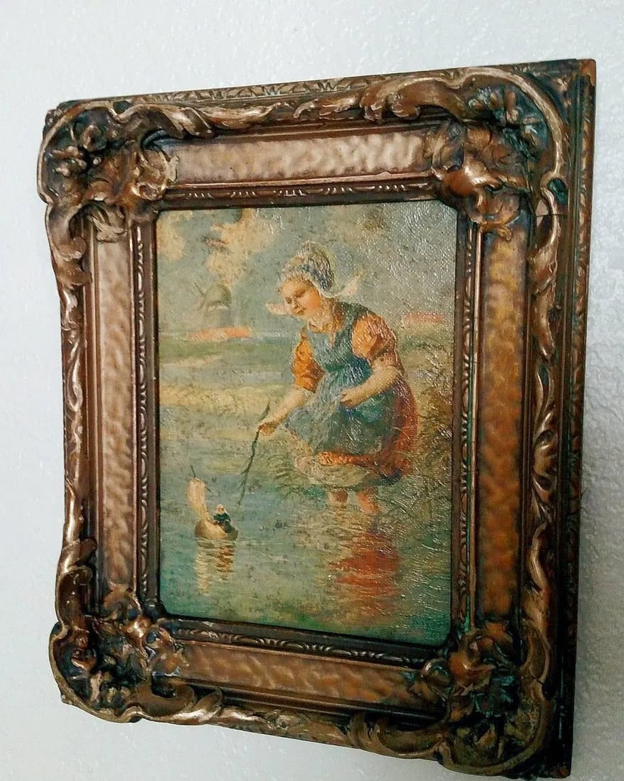 Late 19th Century Dutch Figurative Landscape Oil Painting by Francis William Van Vreeland, Framed - 7