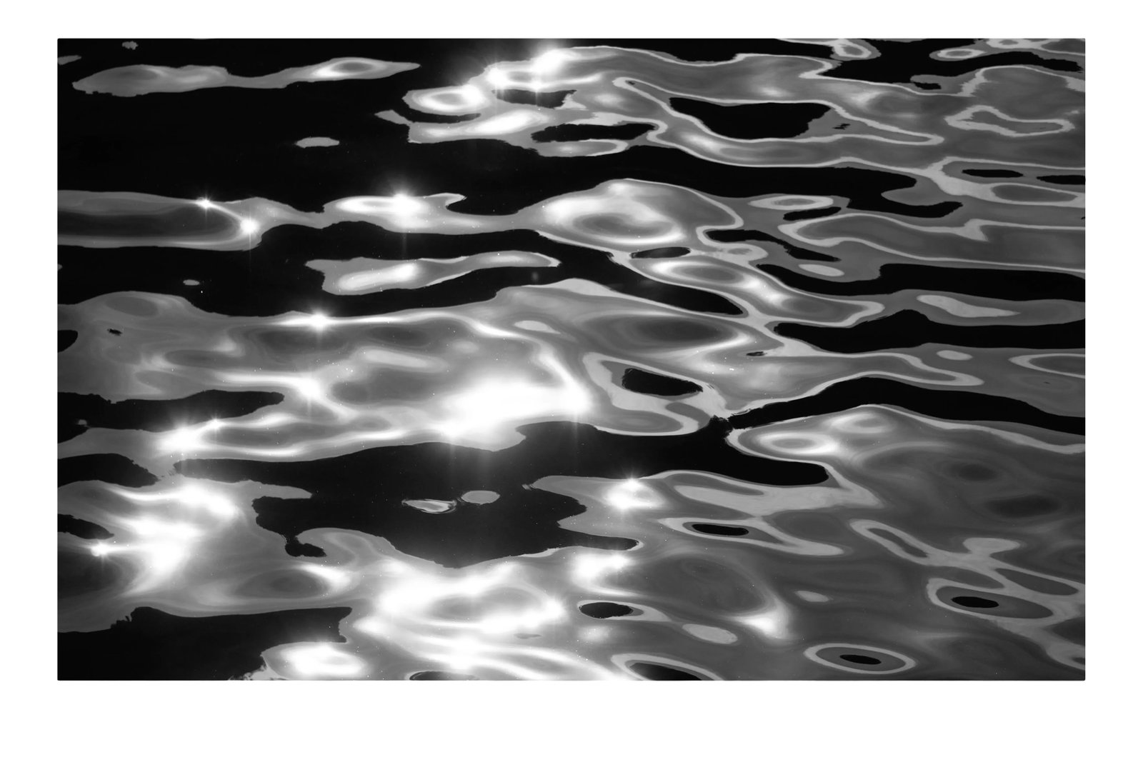 2021 "Reflections of Lido Island" Abstract Seascape Print: This is an exclusive limited edition black and white Giclee print, on 100% cotton Hahnemuhle Photo Rag Fine Art matte paper. This gorgeous black and white high contrast photograph captures the