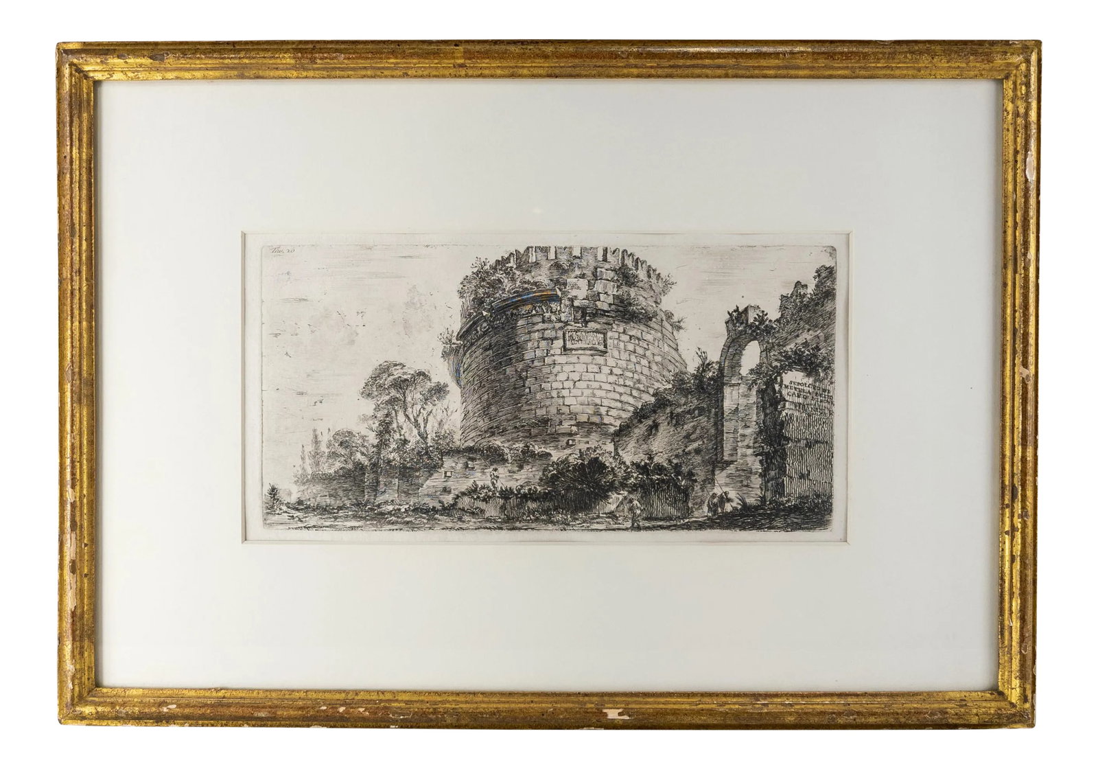 Mid 18th Century Architectural Italian Copper Plate Engraving by Giovanni Battista Piranesi, Framed: We are selling this fantastic engraving by legendary Italian engraver Giovanni Battista Piranesi. This engraving features an Architectural Landscape scene that was typical of many of Piranesi's