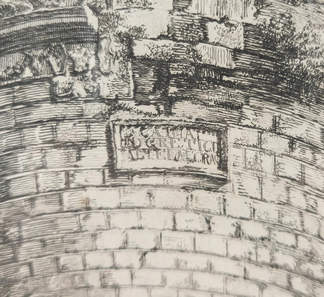 Mid 18th Century Architectural Italian Copper Plate Engraving by Giovanni Battista Piranesi, Framed - 7