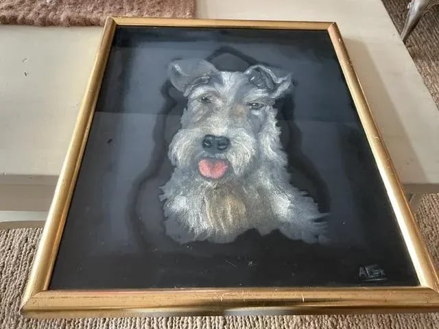Framed Dog Painting From France - 3