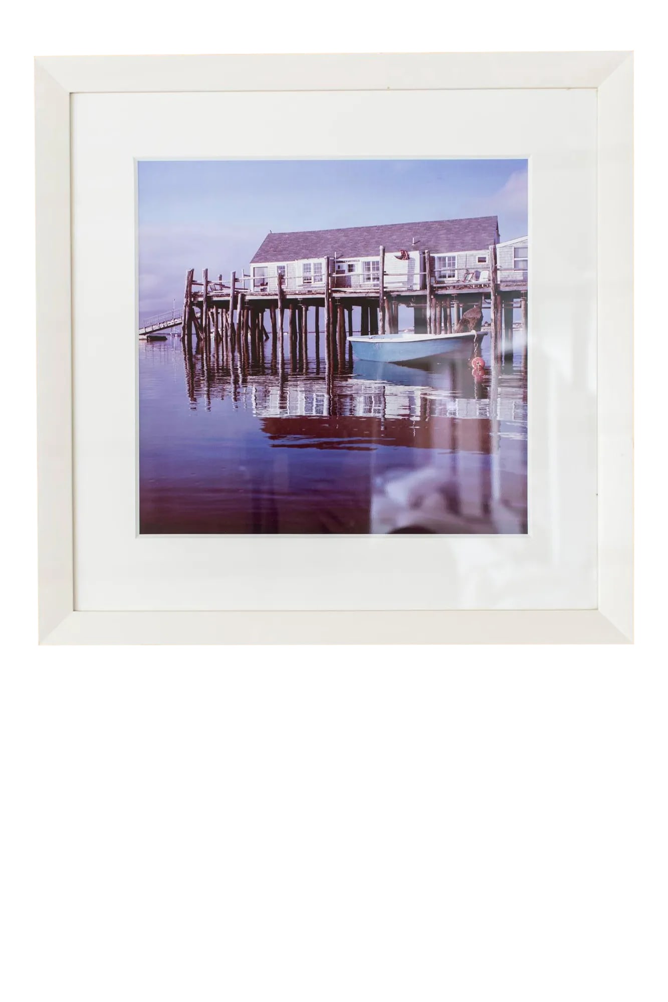 1990s "Captain Jack's Wharf" Nautical Photographic Print, Framed: Photographic print of Captain Jack's Wharf, Provincetown, Massachusetts Condition: Alterations: Original Condition Unaltered Imperfections: Some Imperfections Condition Notes: Like New Origin: United