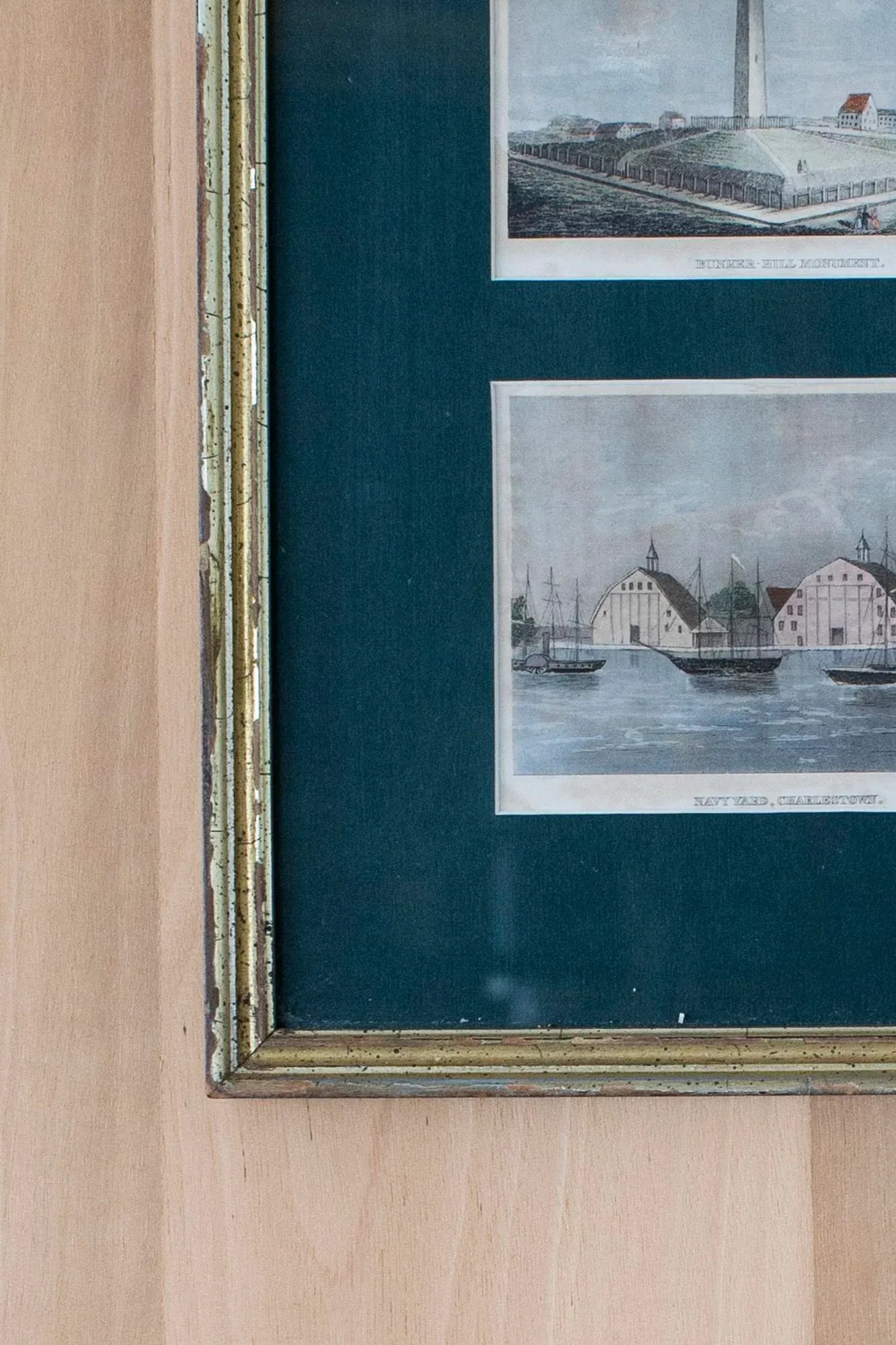 Late 19th Century "Navy Yard & Bunker Hill" Reproduction Print, Framed - 2