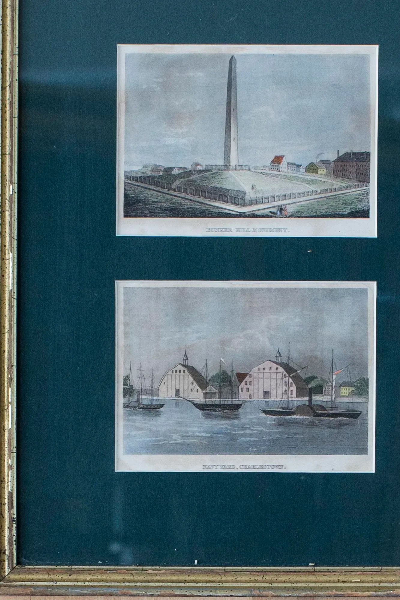 Late 19th Century "Navy Yard & Bunker Hill" Reproduction Print, Framed - 3