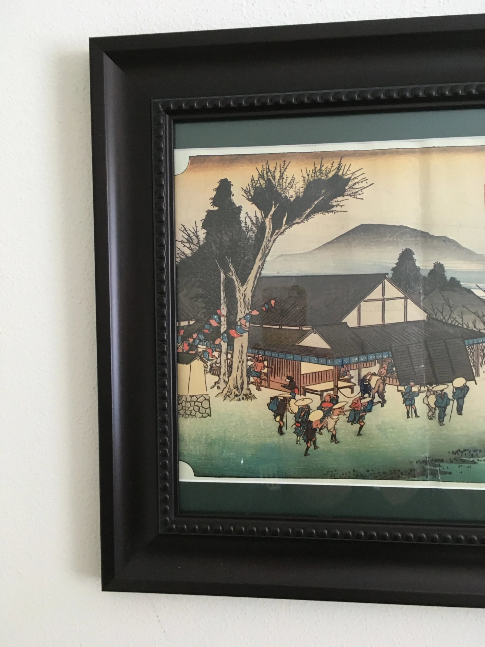 1950s "Tokaido Gojuusantsugi, Ishibe" Japanese Reproduction Print After Utagawa Hiroshige, Framed - 2