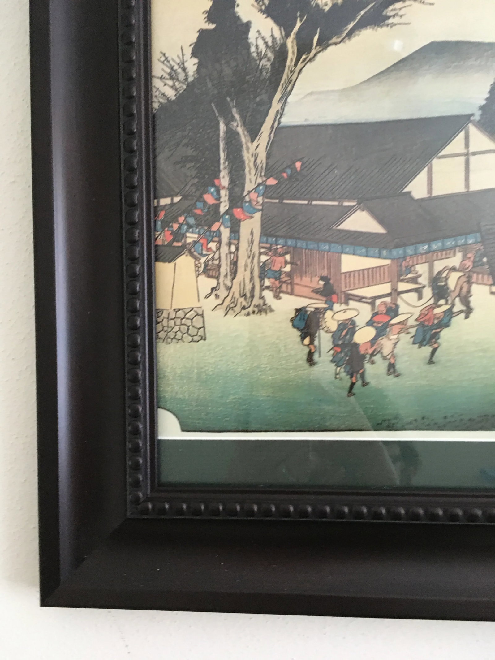1950s "Tokaido Gojuusantsugi, Ishibe" Japanese Reproduction Print After Utagawa Hiroshige, Framed - 6