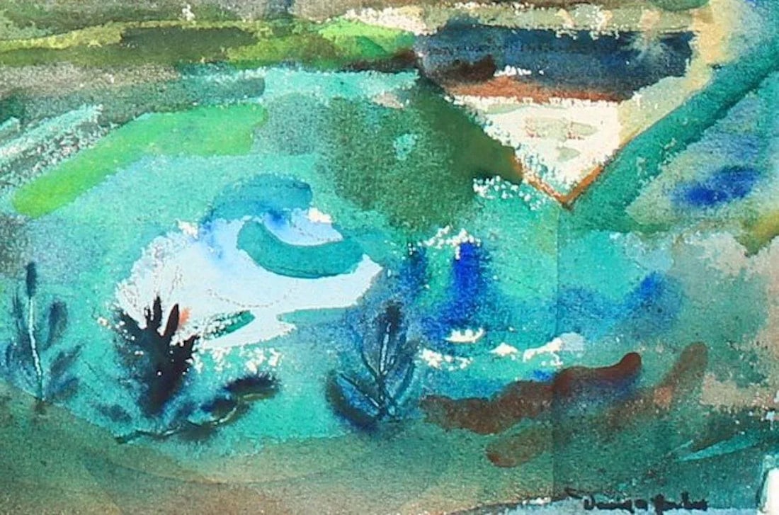 "Minnesota" 1955 Lush Green Watercolor Landscape - 2