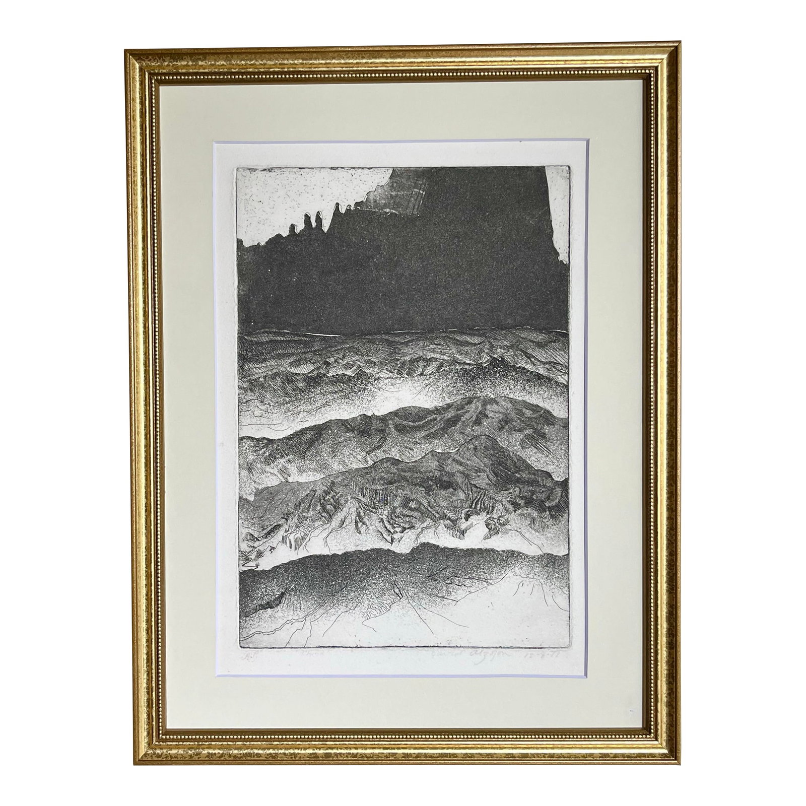Vintage Abstract Landscape Etching Artist Proof (1 of 7)