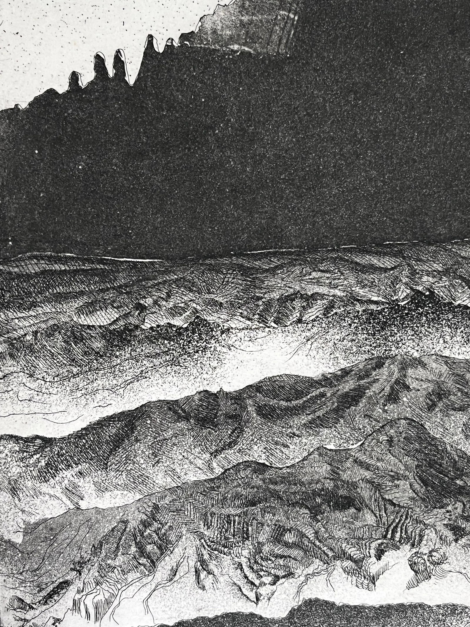 Vintage Abstract Landscape Etching Artist Proof - 2