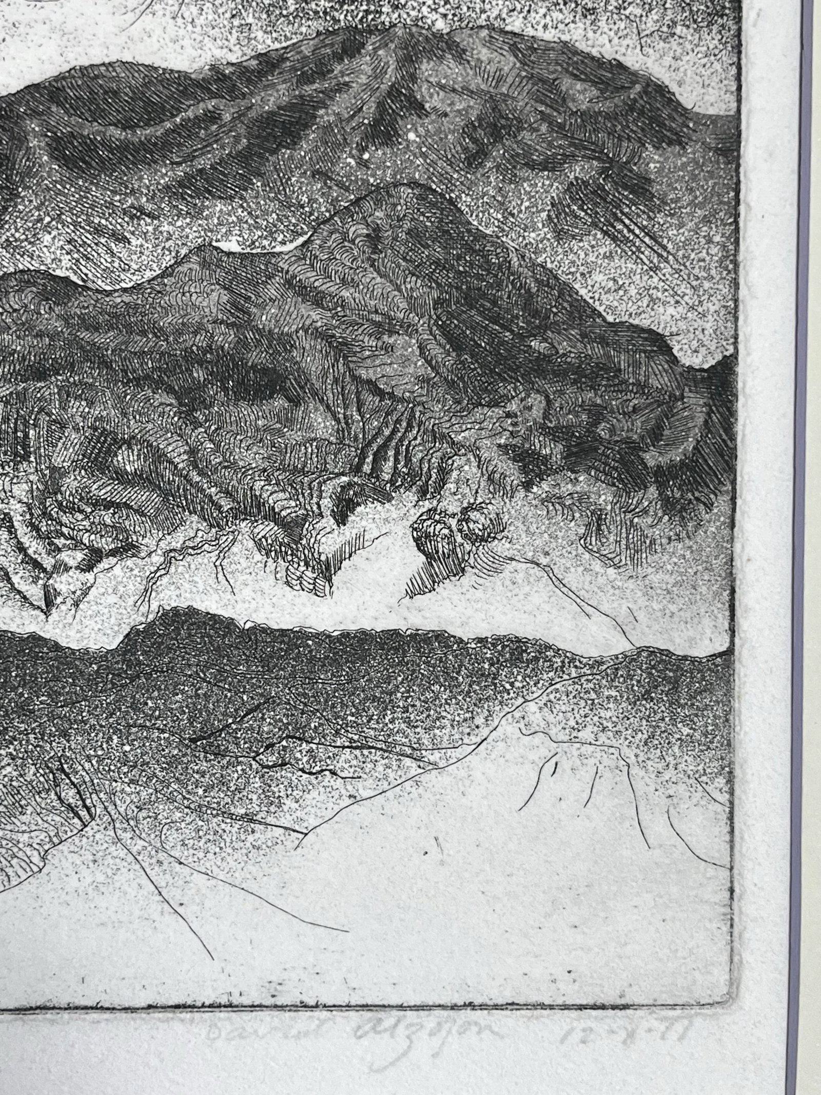 Vintage Abstract Landscape Etching Artist Proof - 3