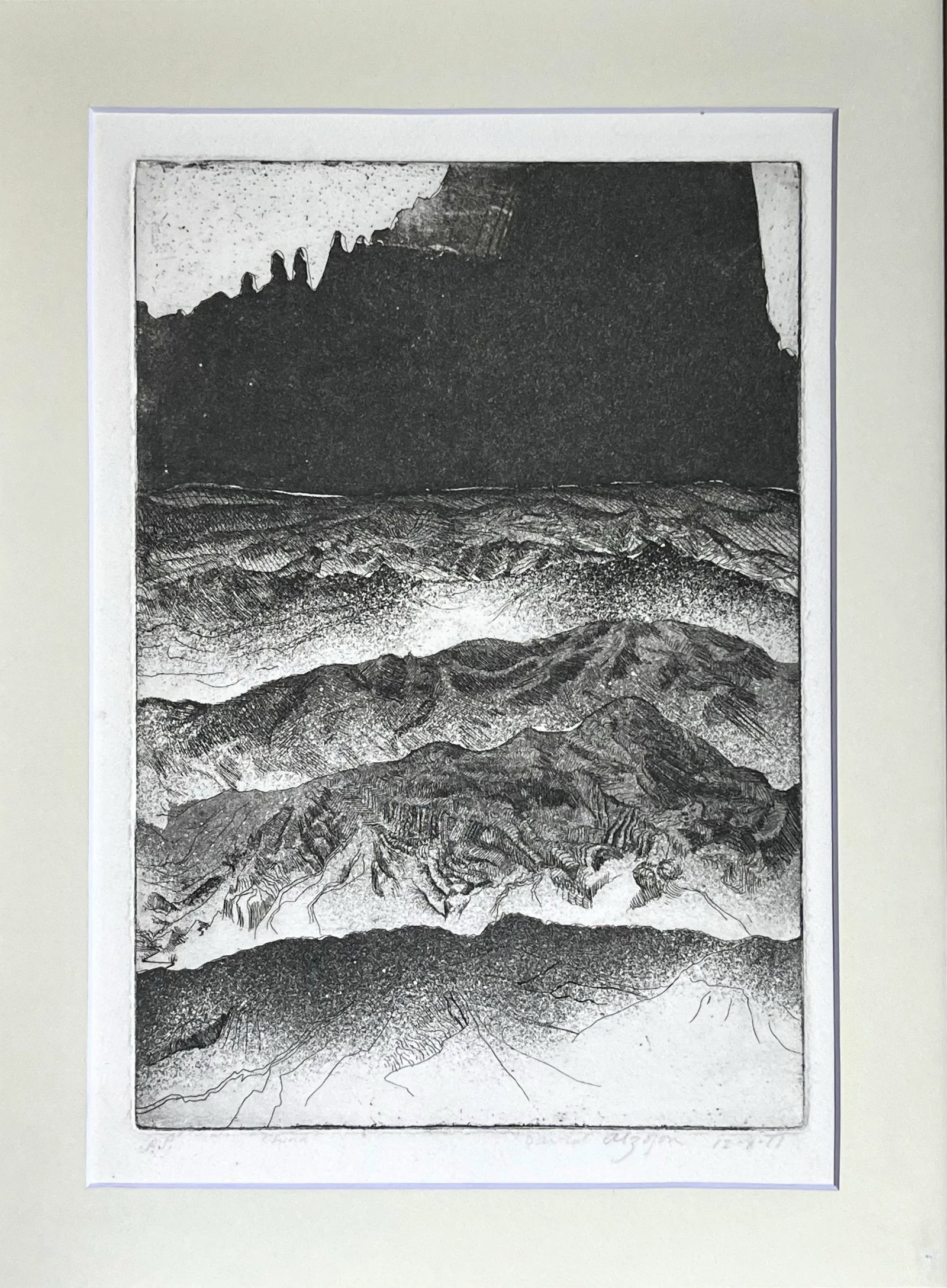 Vintage Abstract Landscape Etching Artist Proof - 4