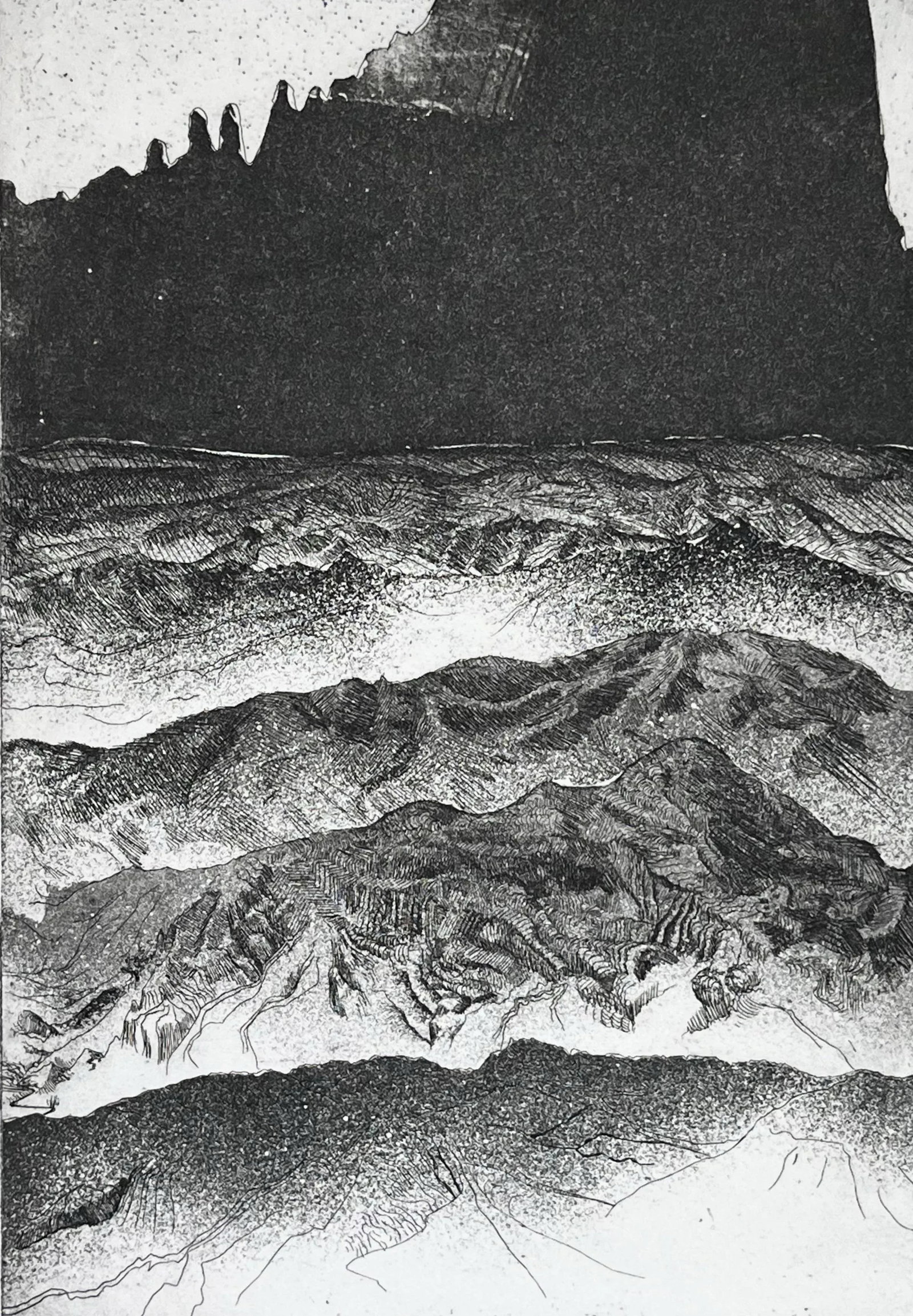 Vintage Abstract Landscape Etching Artist Proof - 5