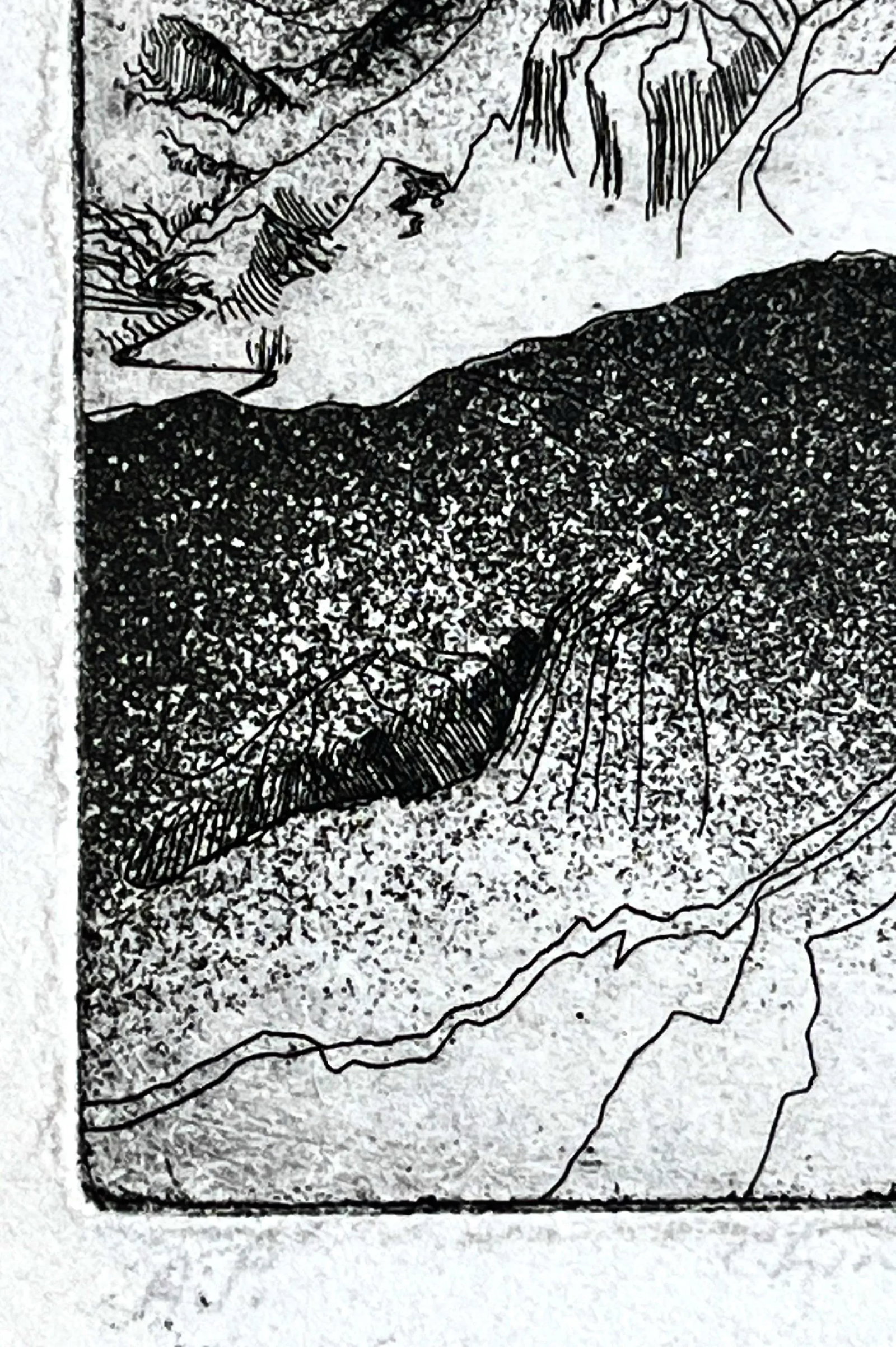 Vintage Abstract Landscape Etching Artist Proof - 6