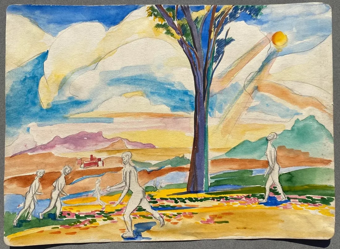 1950s Frank Wallace Looking for the Sun Watercolor - 2