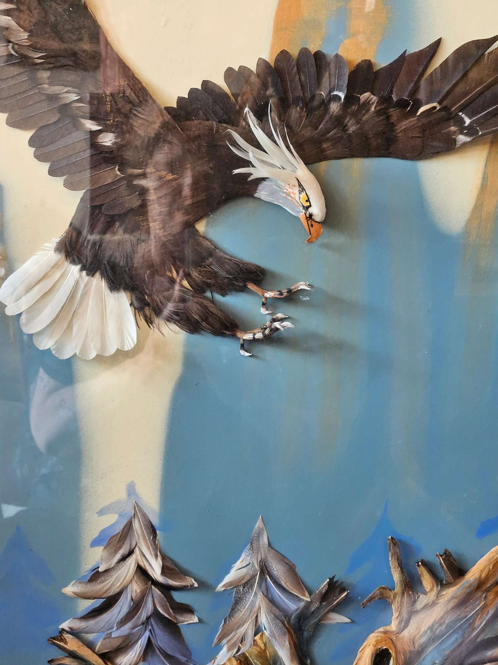 Multi Media 3d Bald Eagle in Flight Shadow Box Framed 37" X 33" - 9