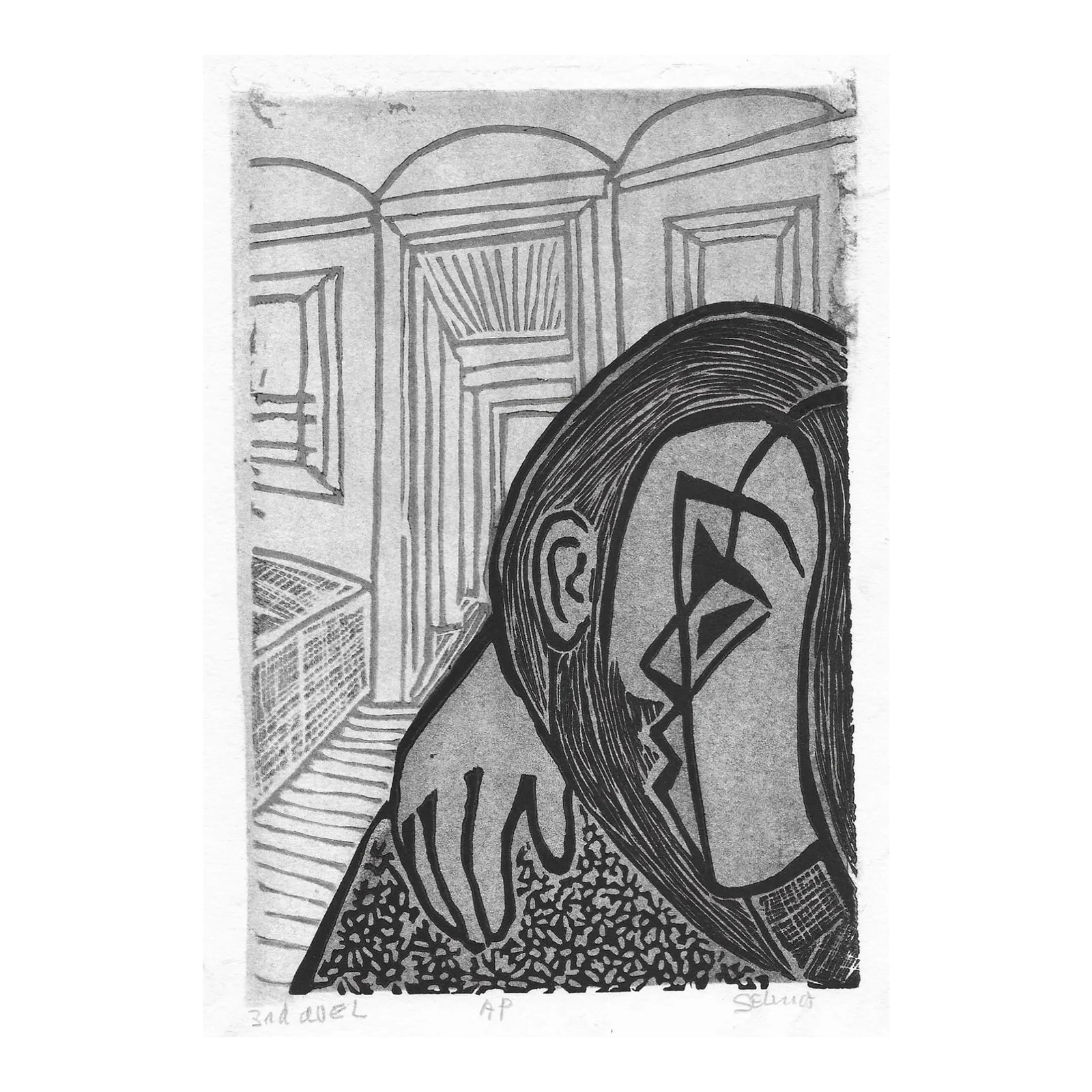 1960s Selma Bluestein New York City Transit Etching: Selma Cohen Bluestein (1914-1985) "3rd Ave L" mixed media etching with embossing, and aquatint. Pencil signed, titled and marked as an artist's proof. Selma and her husband Abe were active in the anar