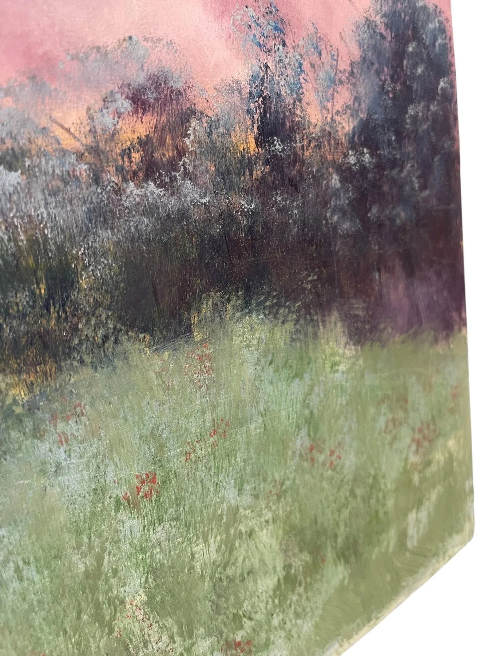 Original Landscape Painting on SoHo Artist Board - Pathway Through Meadow at Sunset,12" X 16" - 7