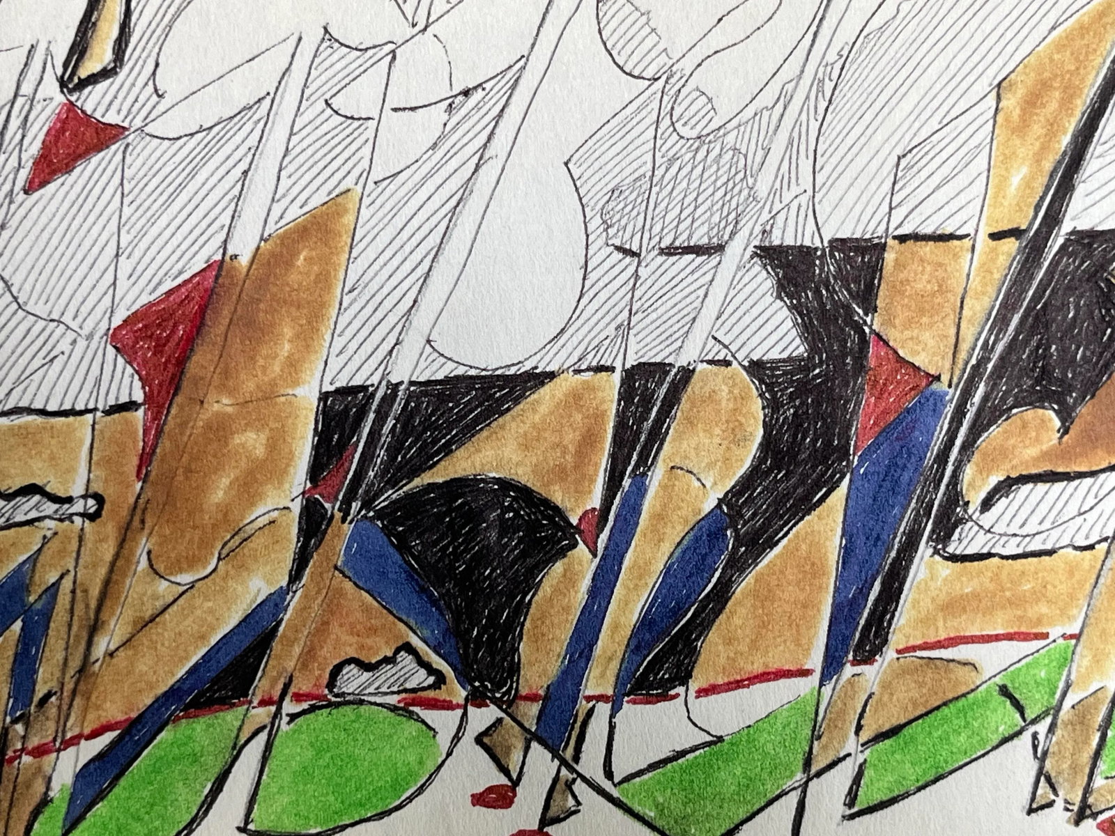 Vintage Modernist Abstract Landscape Drawing by Jewel Vintage Modernist Abstract Drawing by Jewel Ha - 3